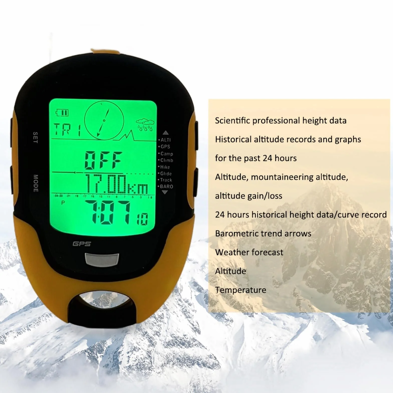 Altimètre GPS Multifonctionnel FR510 Altimètre de Navigation GPS Extérieur Compas Instrument de Mesure de l'Humidité de la Température