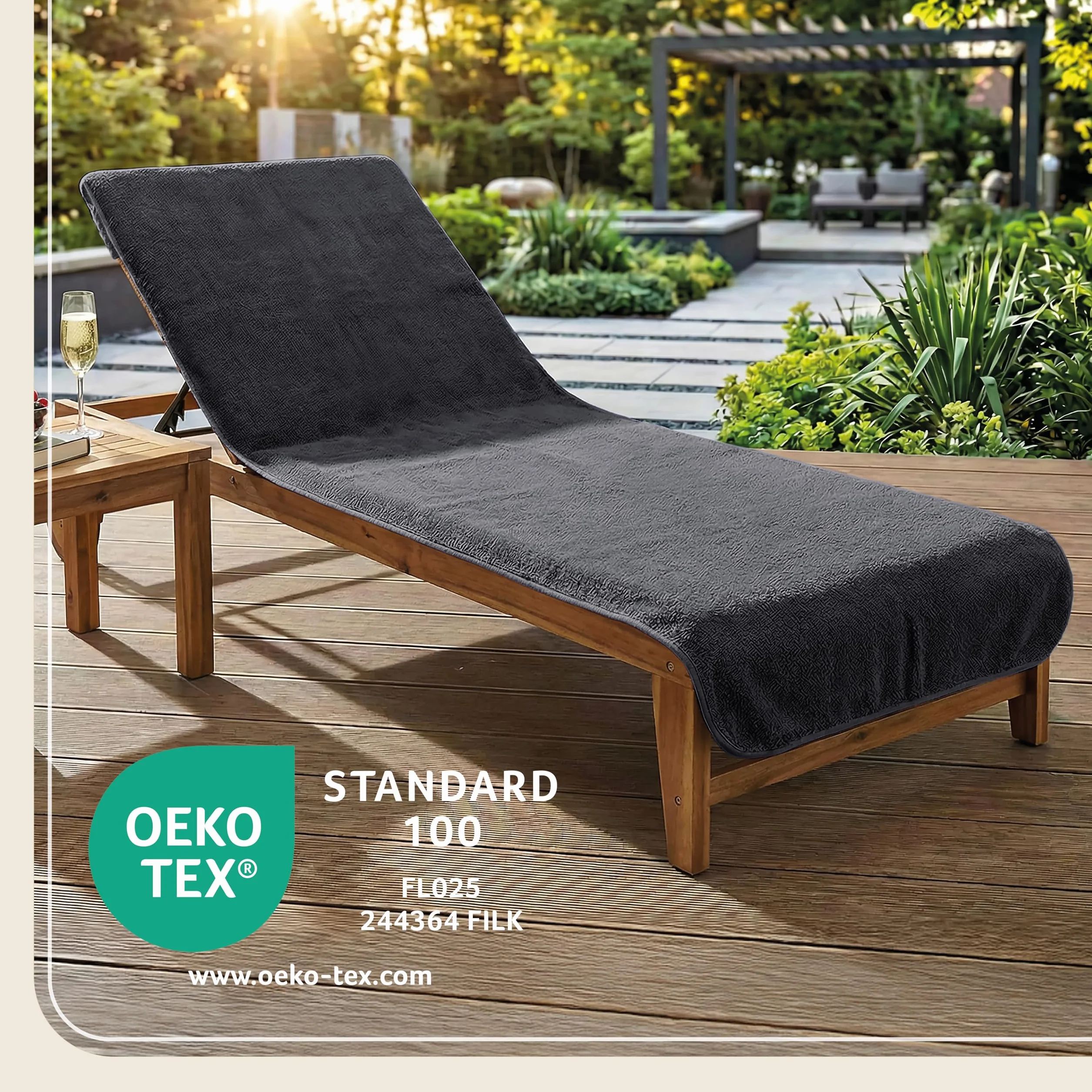 Housse de Protection pour Chaise Longue de Jardin LAYNENBURG - 100% Coton Oeko-TEX - Housse de Serviette en éponge (75x200 cm Anthracite)