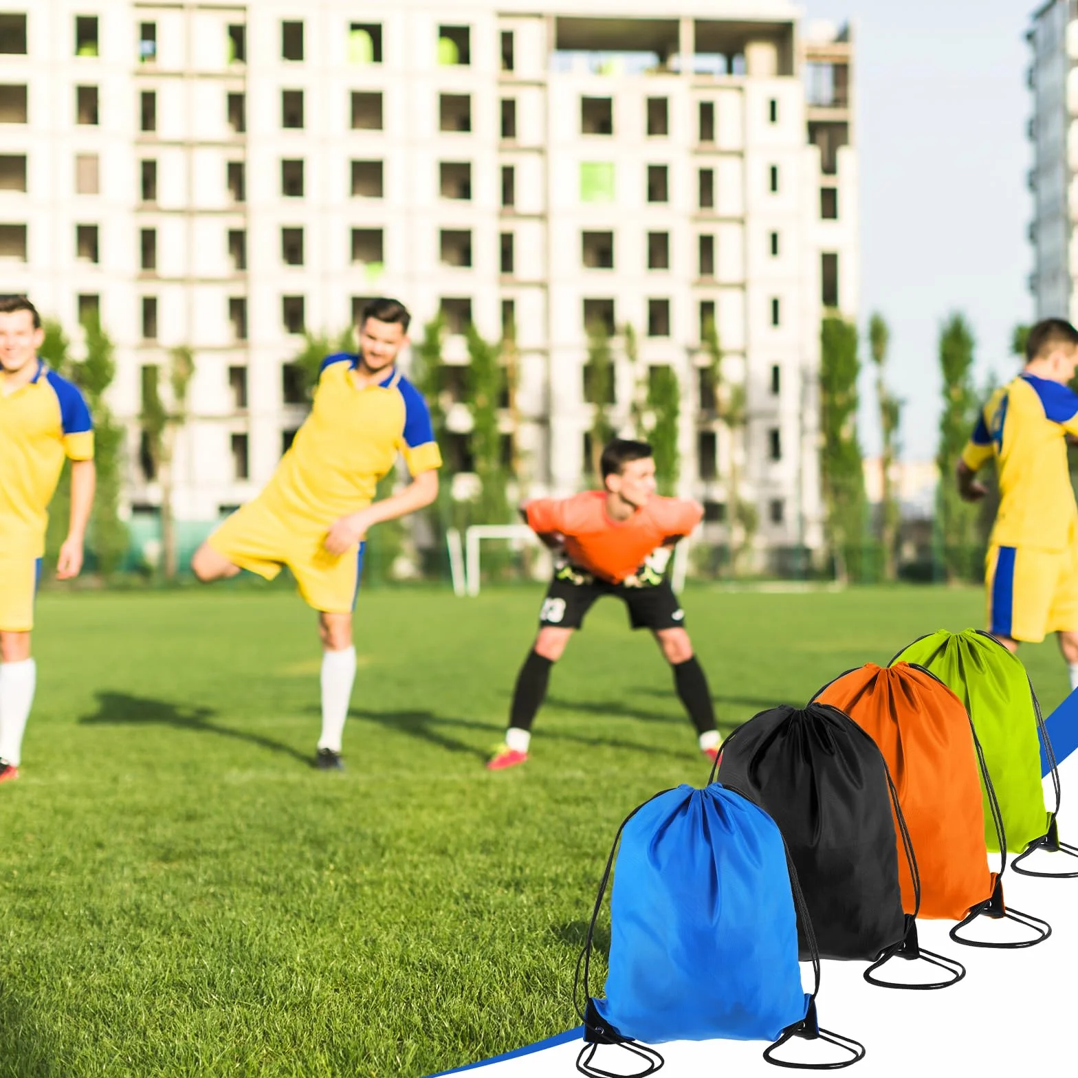 Gjinxi Sac à dos avec cordon de serrage 4 pièces, sac à dos léger à cordon pour homme et femme, sacs à cordon pour le sport, la gym, la natation, la plage, le football