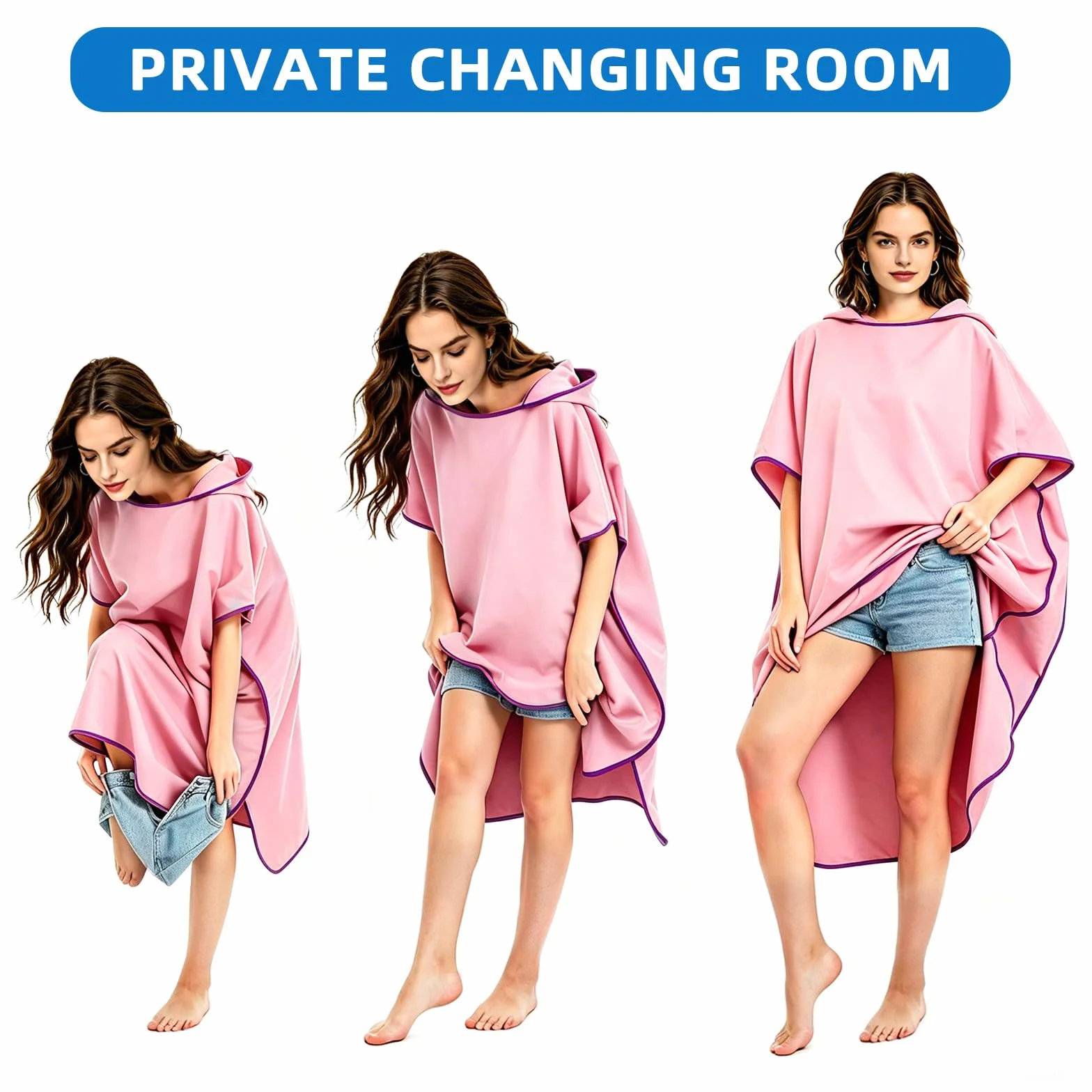 Poncho de Bain Adulte, Poncho de Surf, Poncho de Bain, Serviette de Plage, Poncho de Plage, Séchage Rapide, Anti-Vent et Chaud, Serviette Poncho pour Sport Camping Plage Surf