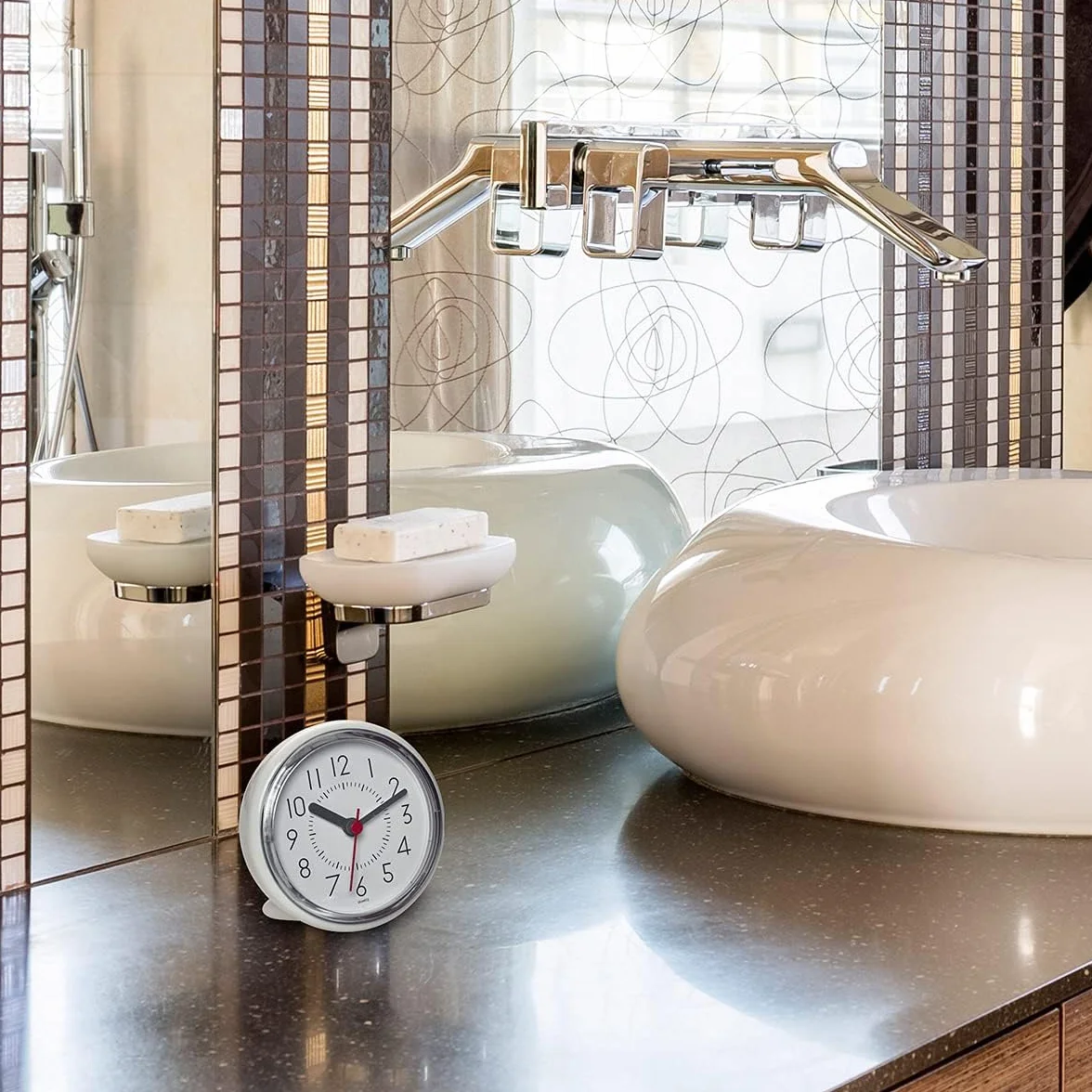 TFA Dostmann Horloge salle de bain étanche 60.3055.02 sans perçage ventouse Blanc-crème