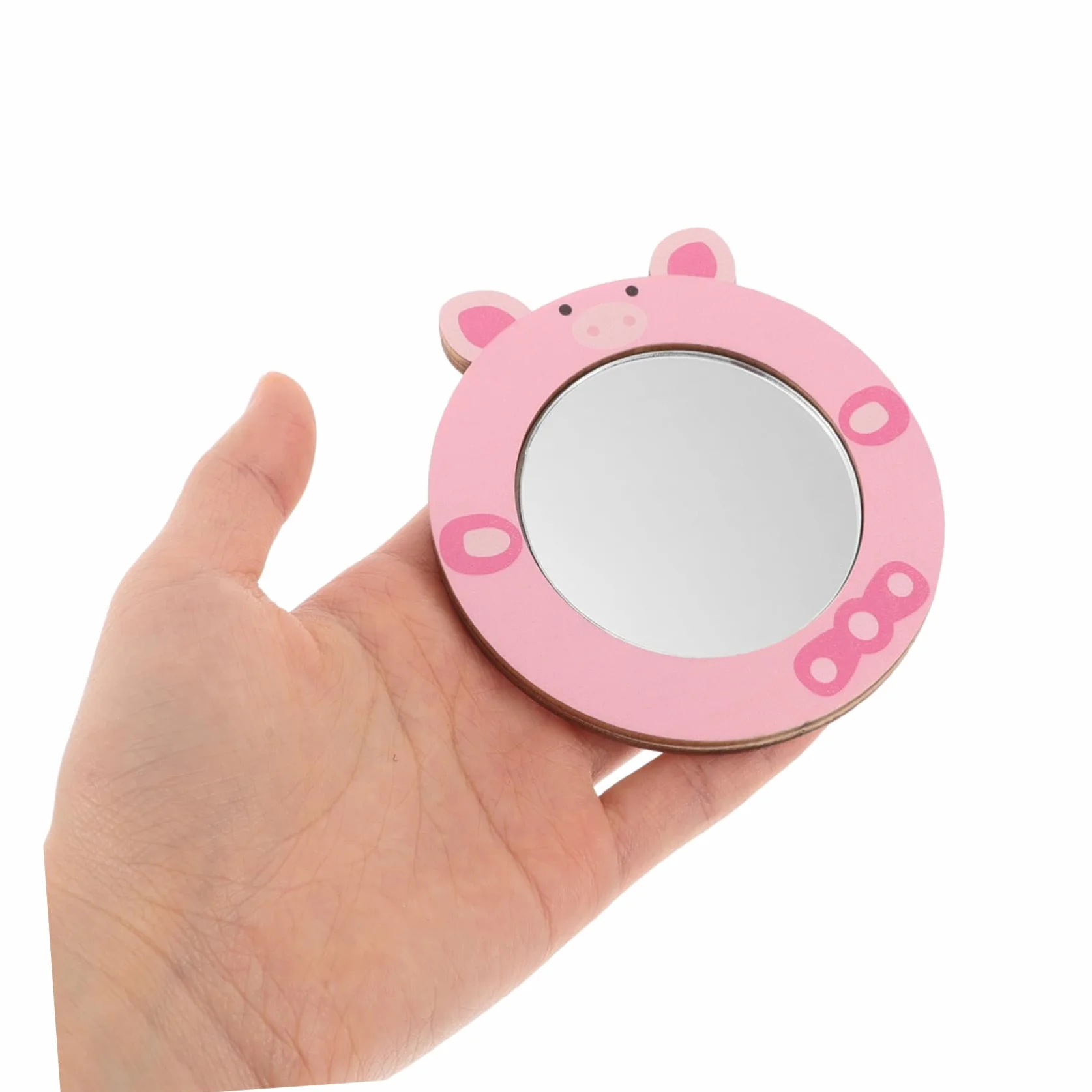 Miroir en Bois et Verre ERINGOGO pour Enfant, Jouet Éducatif Sécurisé, Petit Miroir à Main Rose