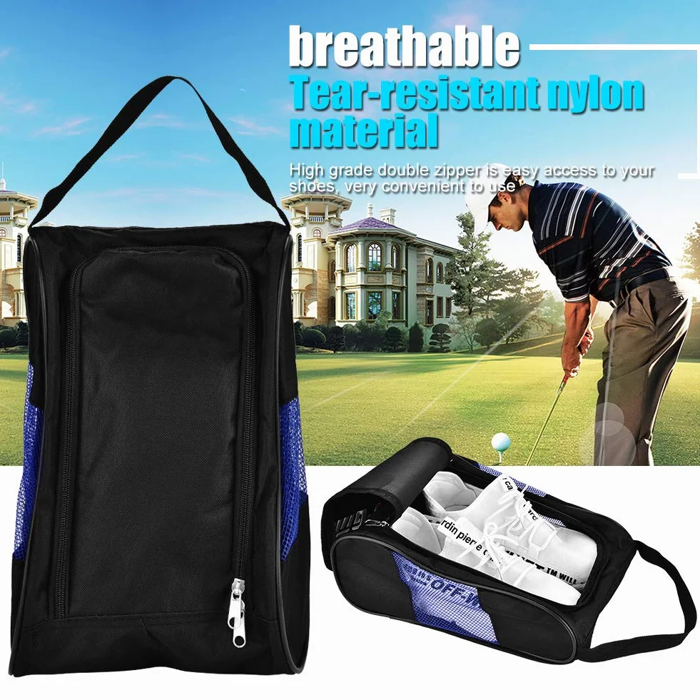 VBESTLIFE Sac à Chaussures de Sport Respirant à Glissière, Rangement pour Chaussures, 2 Couleurs (Noir et Bleu)
