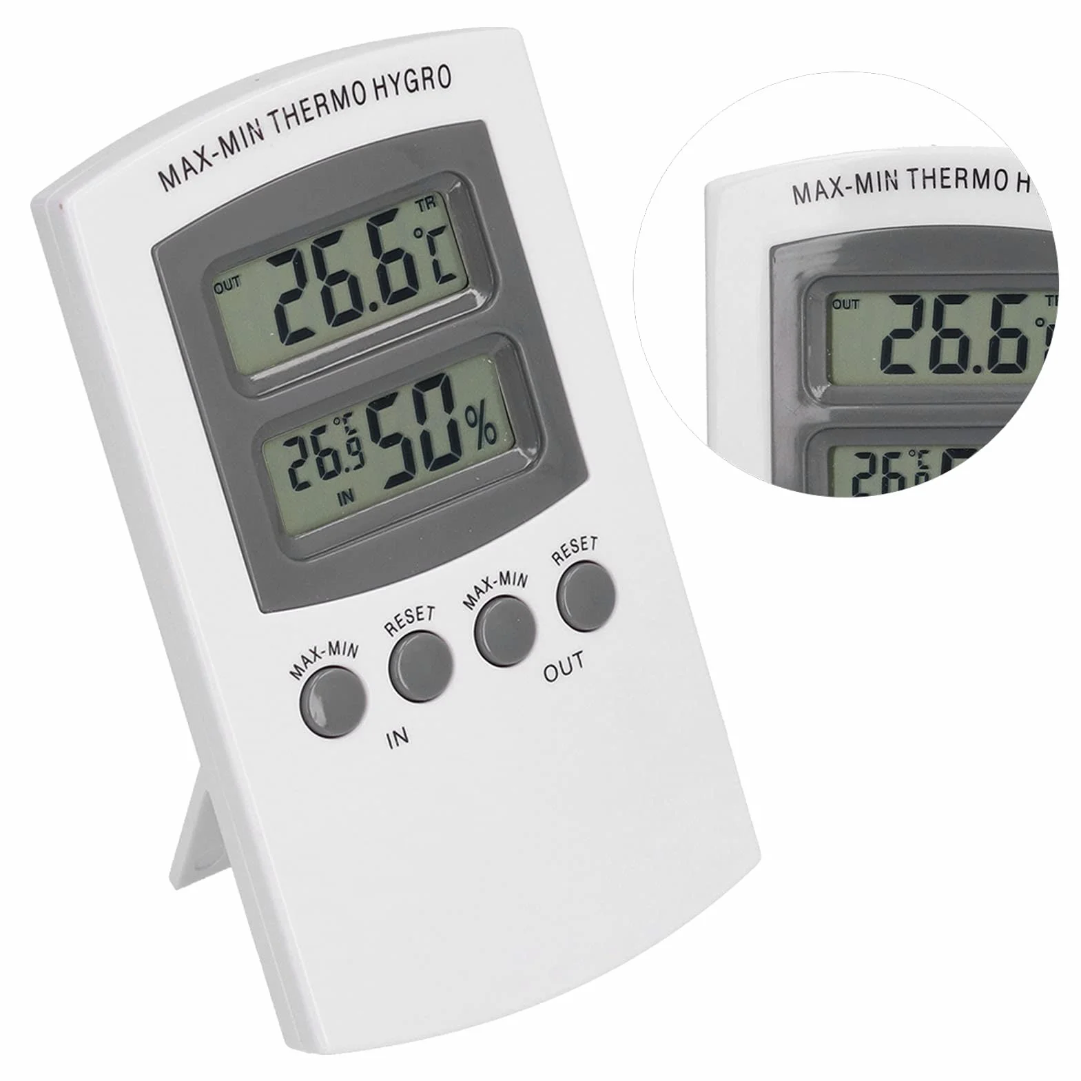 Hygromètre Thermomètre d'Intérieur LCD avec Jauge d'Humidité pour Maison Bureau