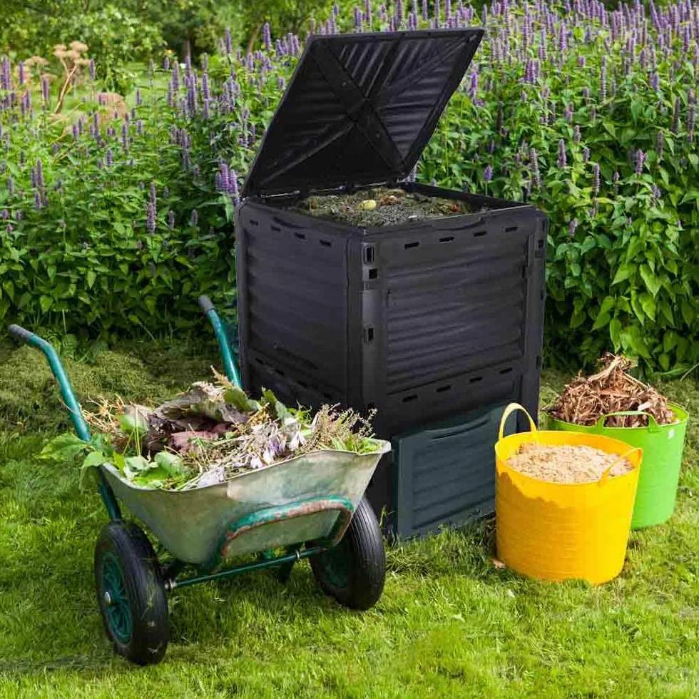 Composteur de Jardin 300 L Bac à Compost 83 x 61 x 61 cm Polypropylène