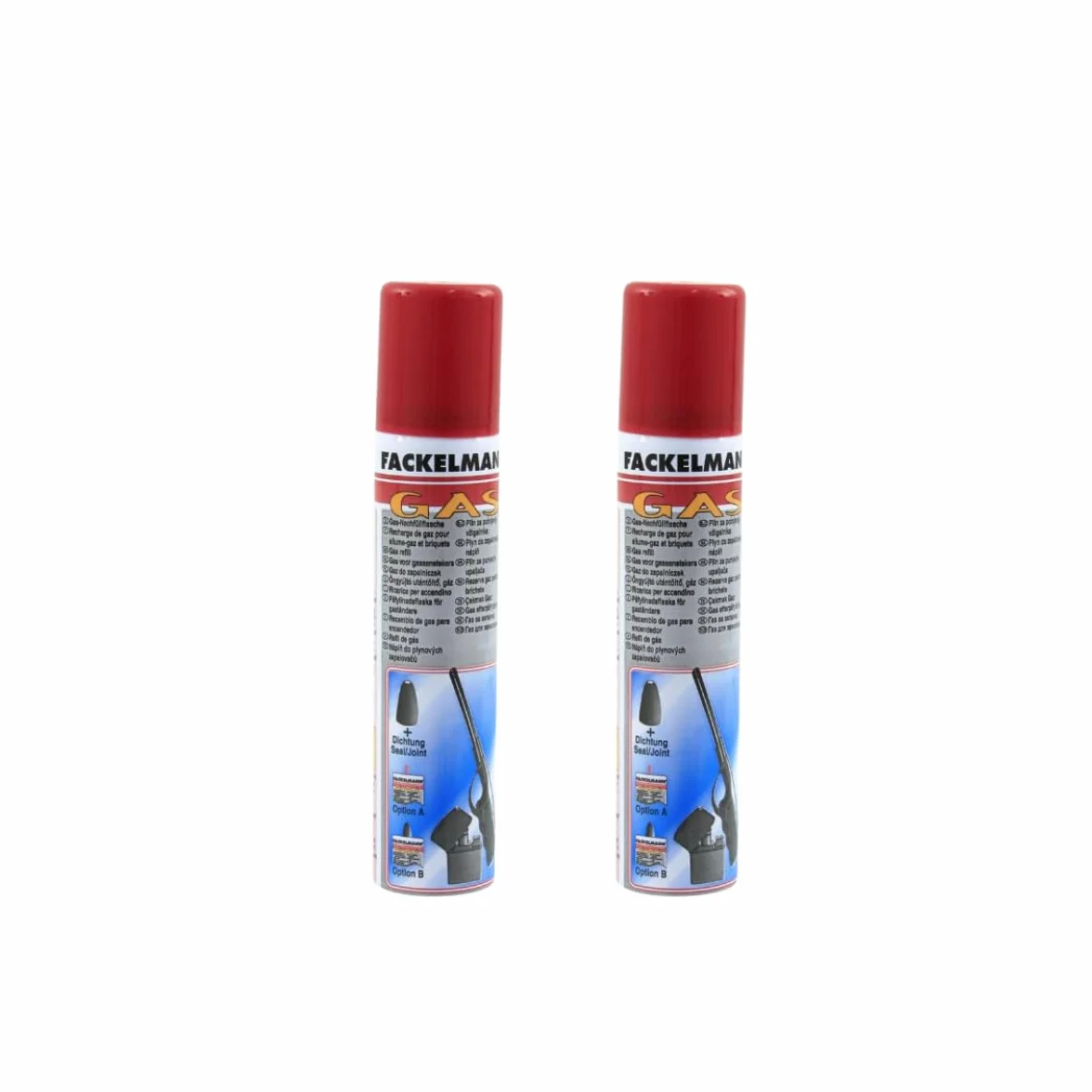 Fackelmann 14080 Lot de 2 Bidons Recharge gaz pour Allume gaz et Briquet, Recharge de gaz, Recharge pour Allume gaz, Gaz, 16,5 x 3,3 cm