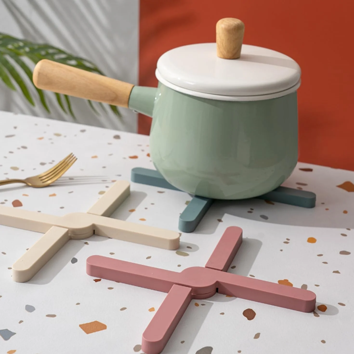Silicone Dessous de Plat Pliables Résistants à Chaleur Antidérapant pour Casseroles