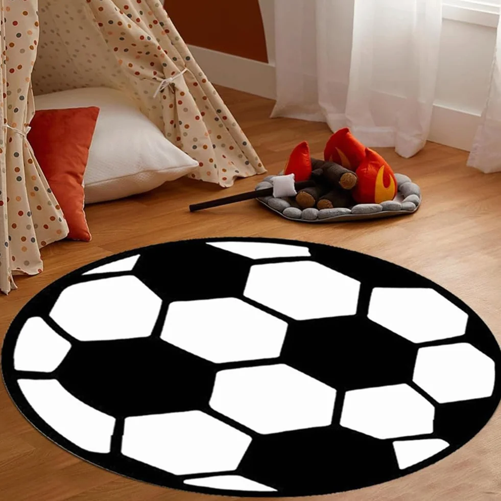 Tapis de Football Rond Antidérapant 60x60cm pour Chambre Enfants Salon