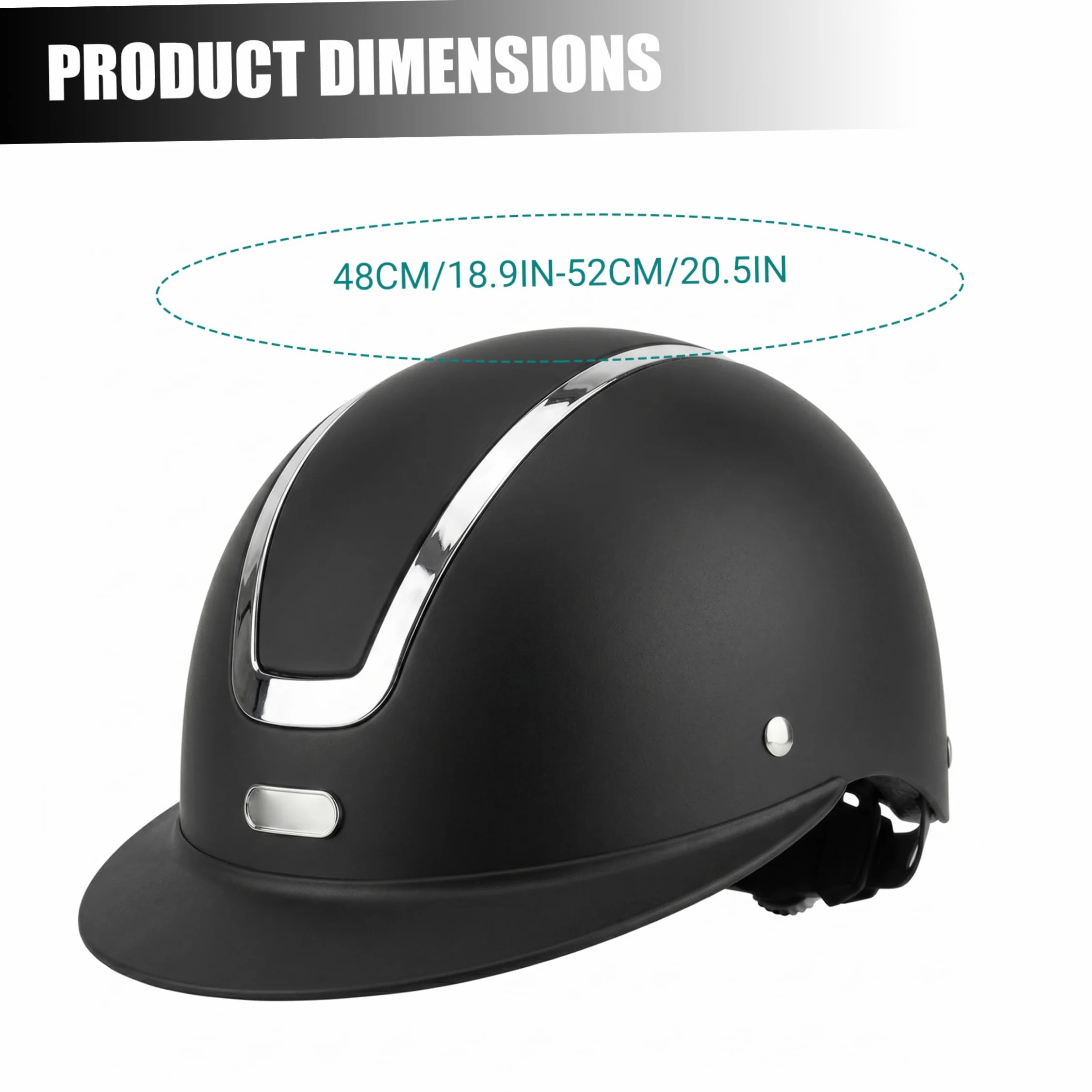 Casque d'équitation pour Enfant résistant aux Chocs pour l'entraînement en extérieur Mat Taille Ajustable de 48 à 52 cm.