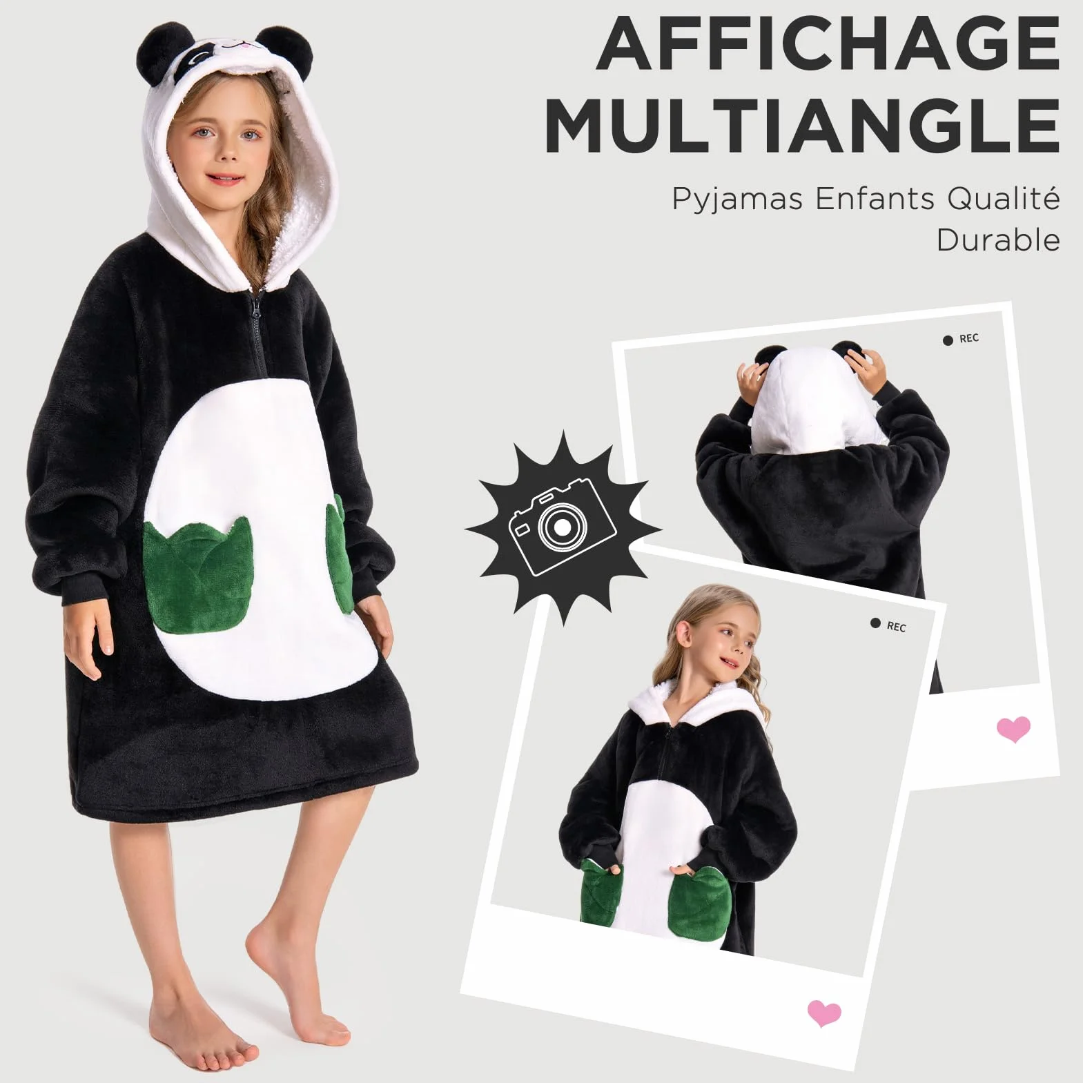 OLAOLA Sweat à Capuche Couverture Surdimensionnée pour Enfants Polaire Sherpa avec Manches et Poches