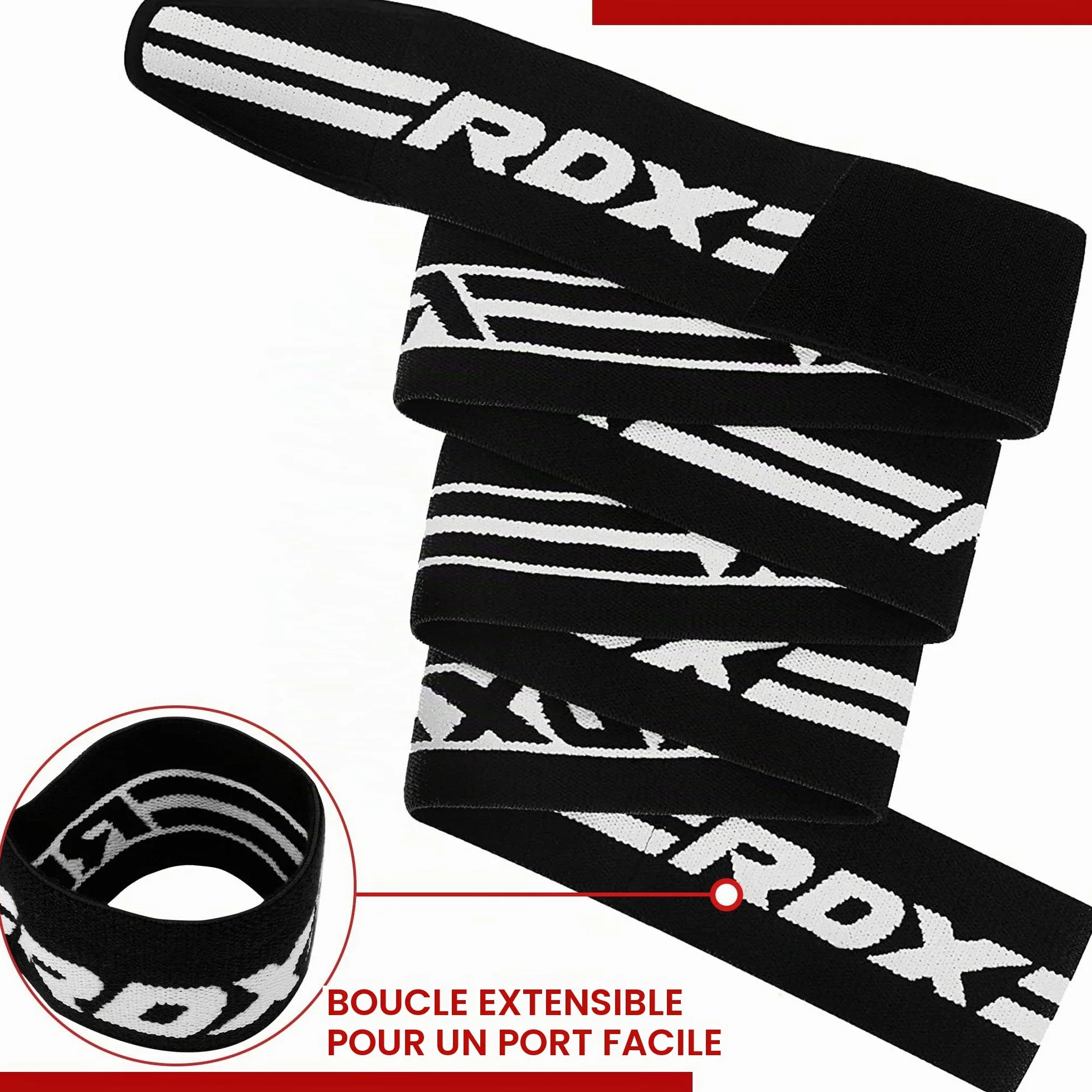 RDX Genouillère Bandage Musculation Fitness Protège Genou,Approuvé par IPL et USPA,Sangles de Genou pour Haltérophilie Entraînement, Powerlifting, Squats,Élastique Sport Knee Wraps