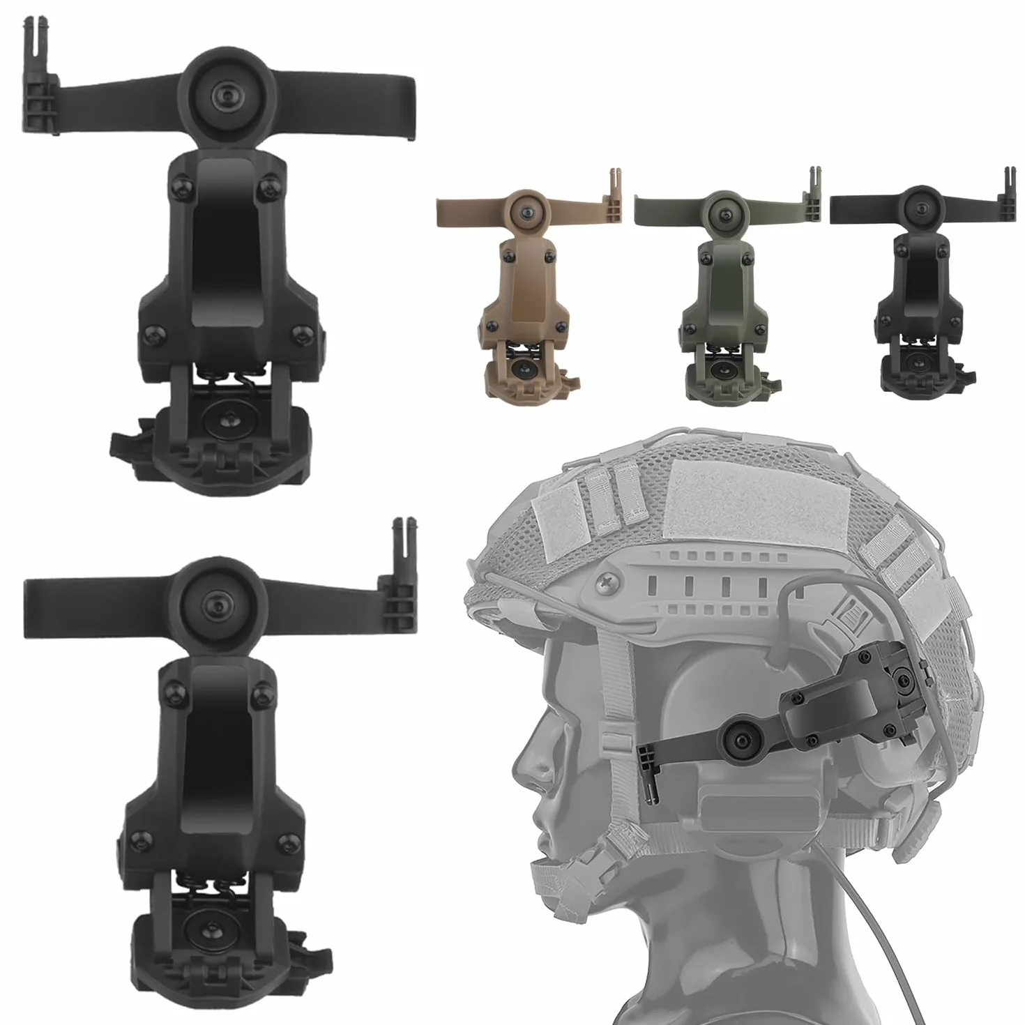 Zhongren Fast Casque Arc Rail Adaptateur COMTAC3 Tactique Pickup Casque Suspension Support Multi-Angle Rotation pour OPS Core Arc & Team Wendy M-Lok Rail