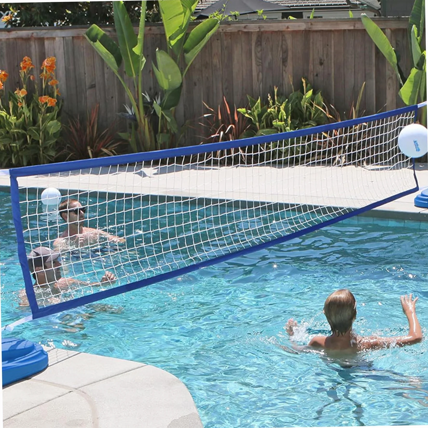 Filet Volleyball Piscine 15×3 Pieds avec Sac Portable, Jeux d'Eau Extérieur