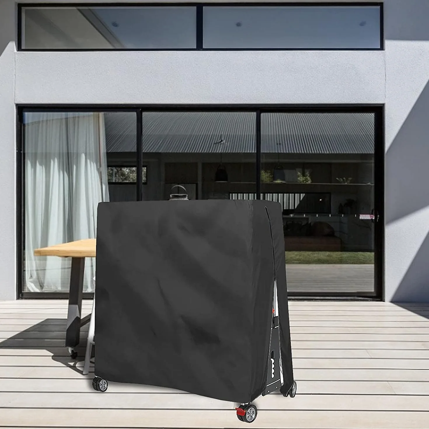Housse pour Table De Ping Pong, Étanche Résistance Au Vent Anti-UV Robuste Tissu Oxford Bâche De Protection Table De Tennis De Table avec Fermeture À Glissière Et Cordon Réglable