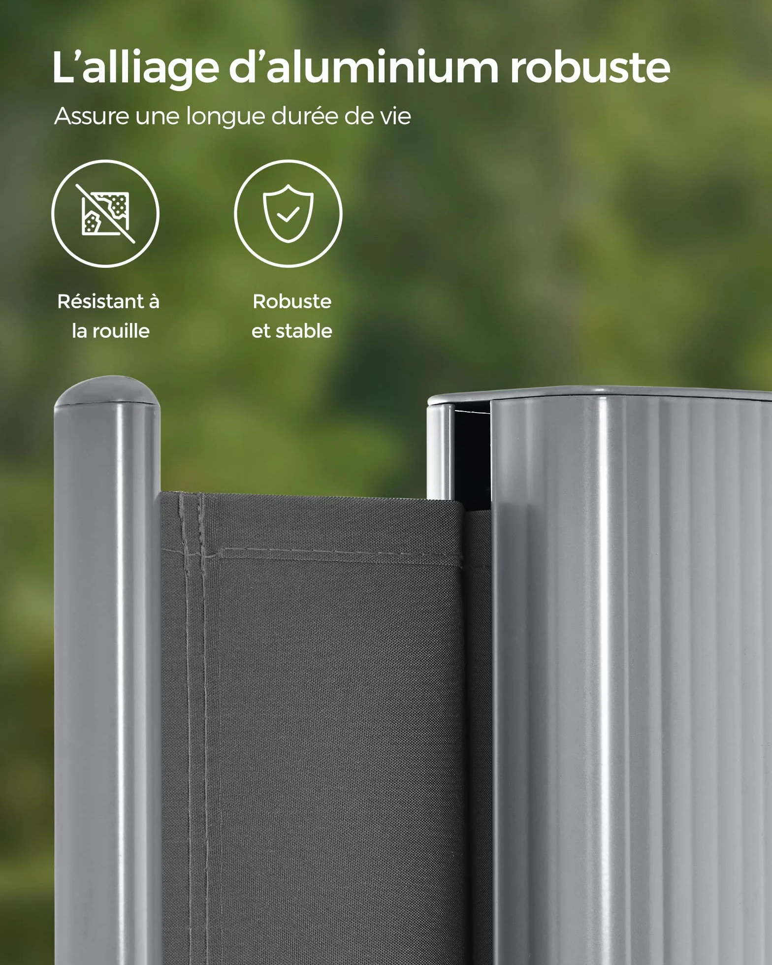 SONGMICS Store Latéral Aluminium Extensible 200x400 cm Brise-Vue Protection Solaire Occultant Balcon Terrasse Jardin Anthracite