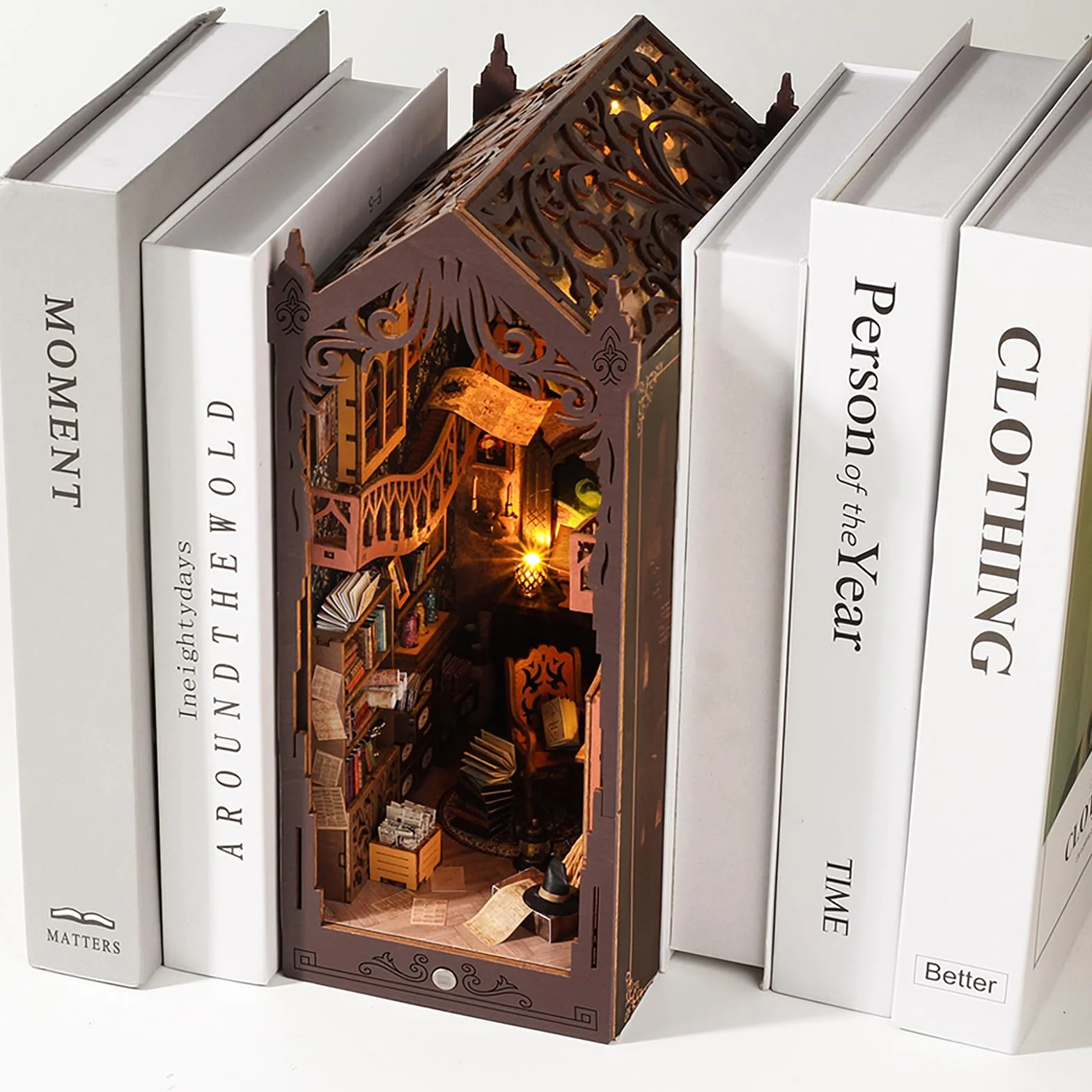 Bibliothèque Book Nook en Bois Kit DIY Miniature Maquette 3D Serre Livre pour Étagère - Magic House-2