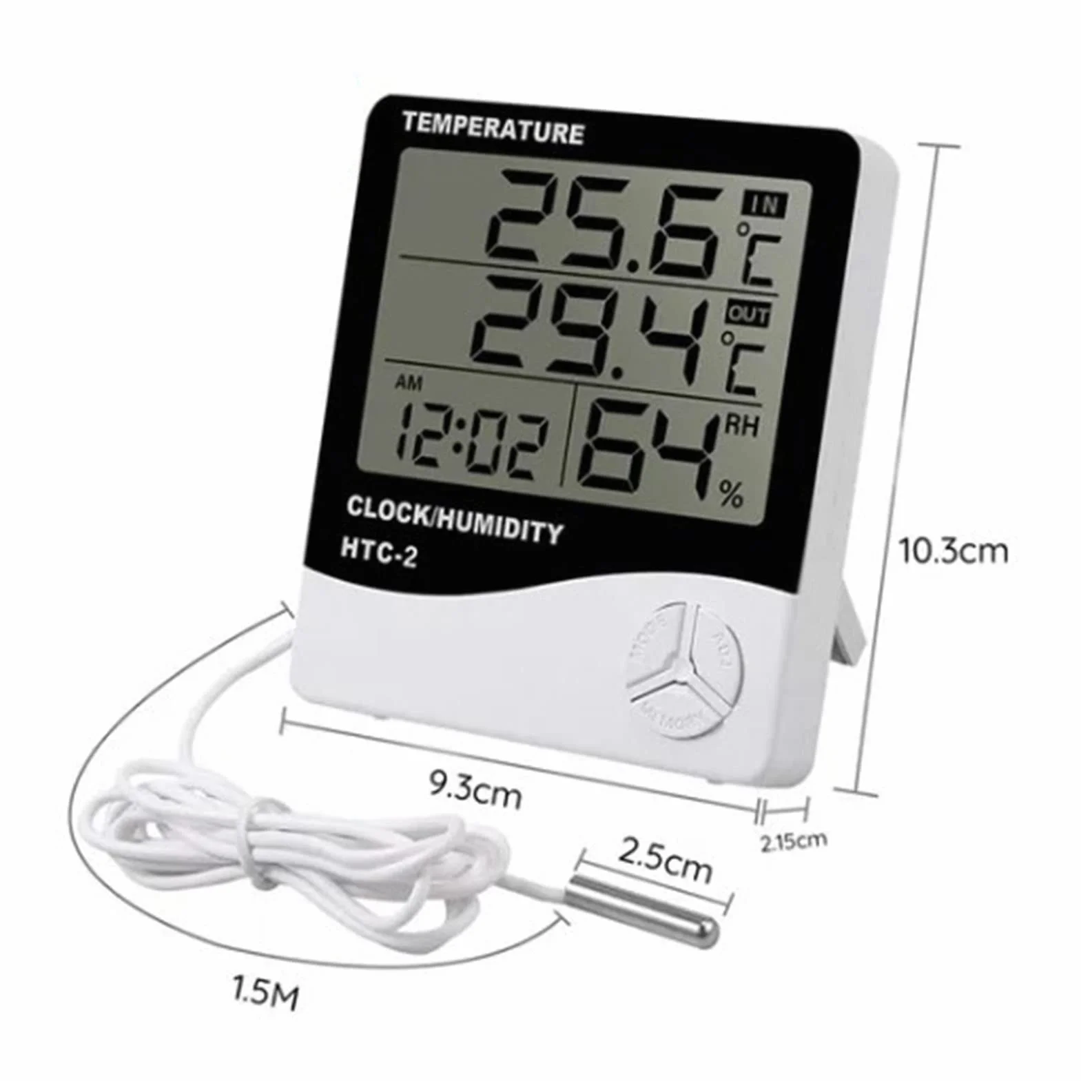 Thermomètre Hygromètre Numérique Grand écran Jauge d'humidité Intérieur Extérieur Sonde étanche Serre