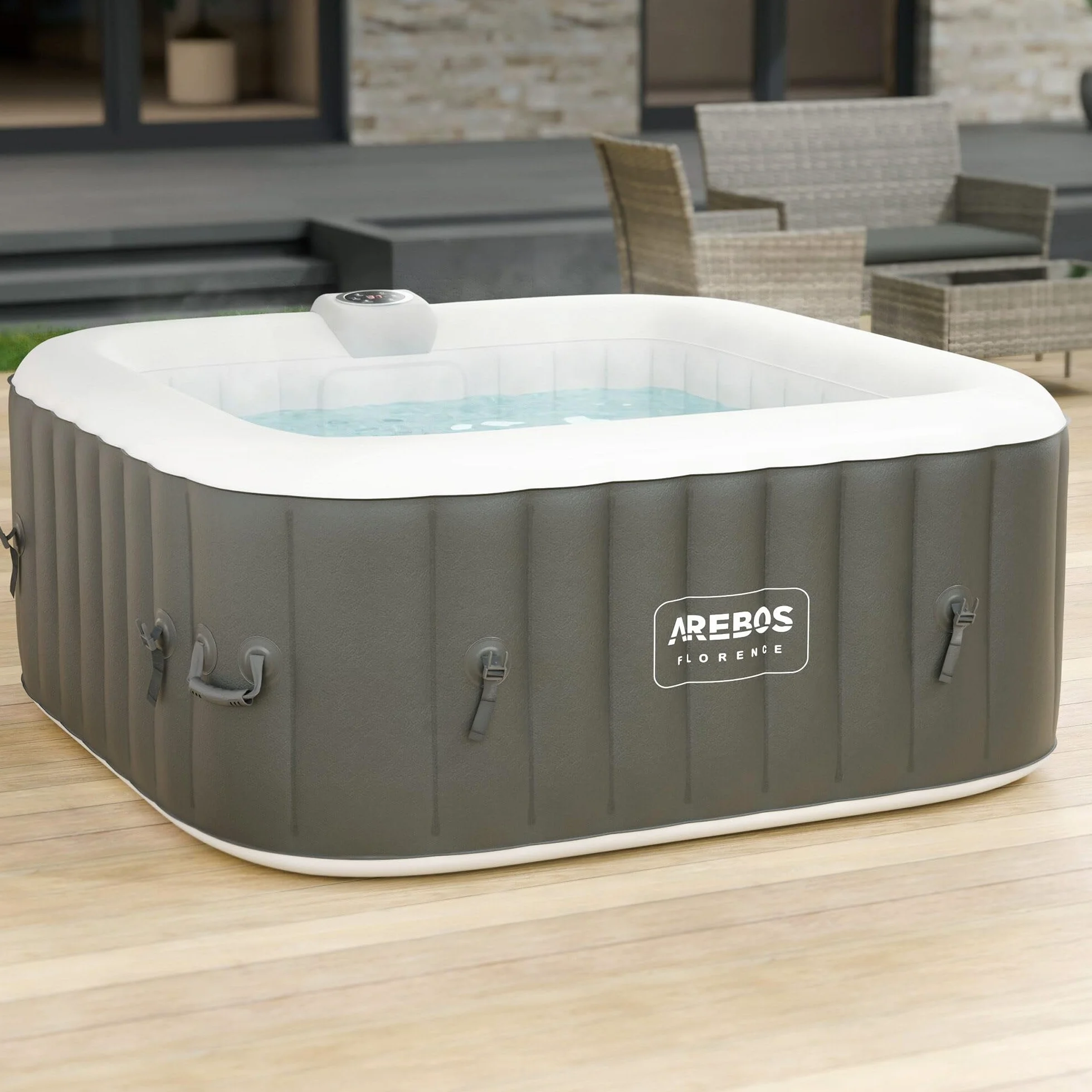 Arebos Spa Gonflable 4 Personnes 154x154cm 100 Jets Massage 600 litres Chauffage