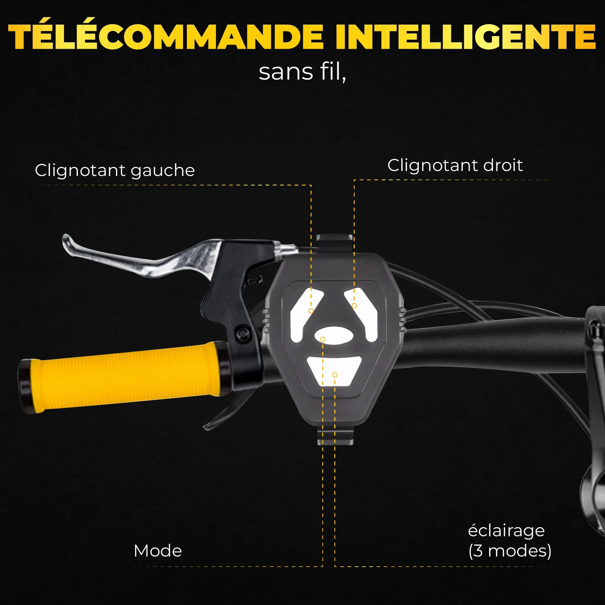 lumière Avant et arrière avec Clignotants pour vélo et Trottinette - Accessoires et Fixation Universelle arrière pour Trottinette Compris, télécommande sans Fil, Lampe LED Rechargeable par USB