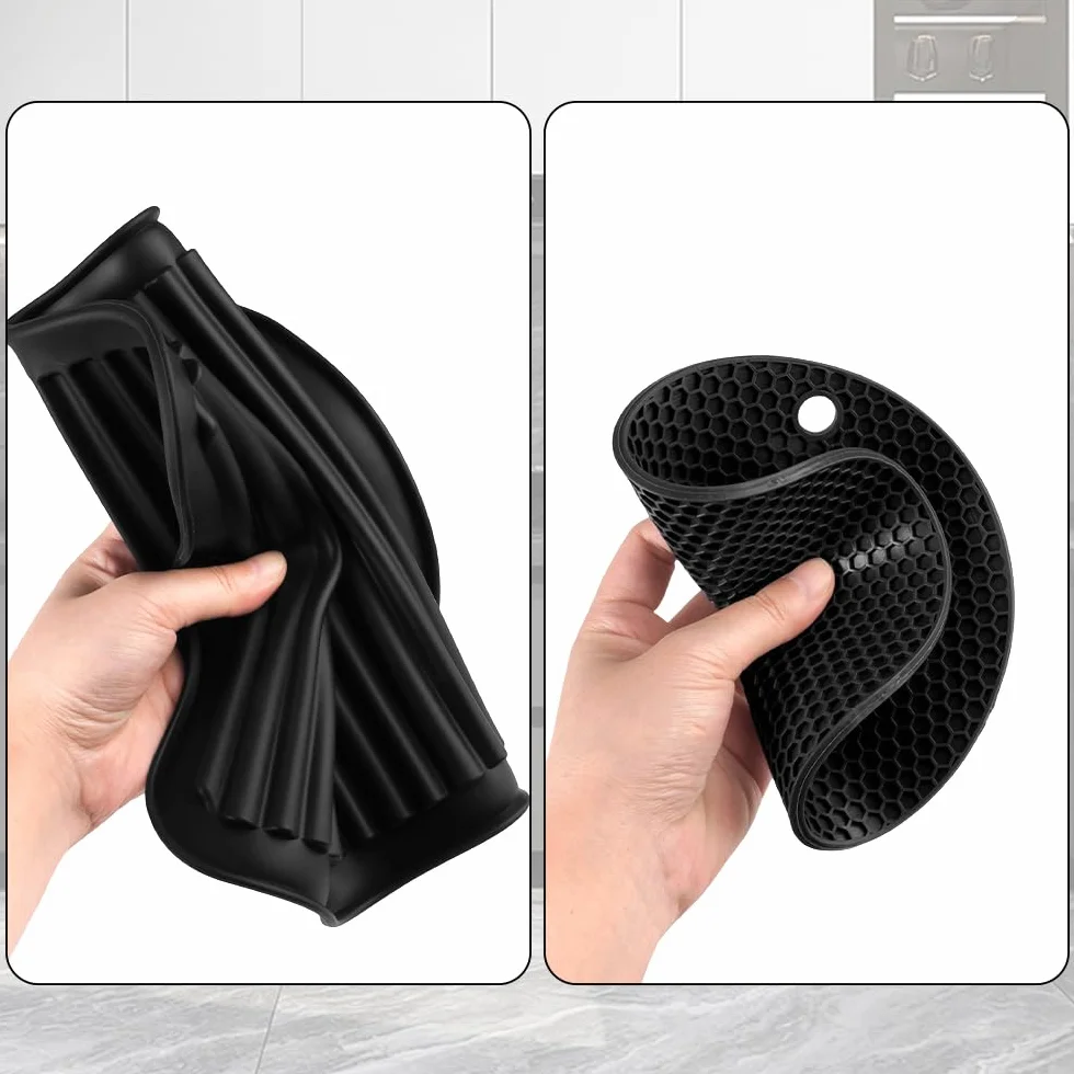 Lot De 4 Dessous De Plat Silicone Rectangulaire + 4 Circulaire, Antidérapant Durable Résistant