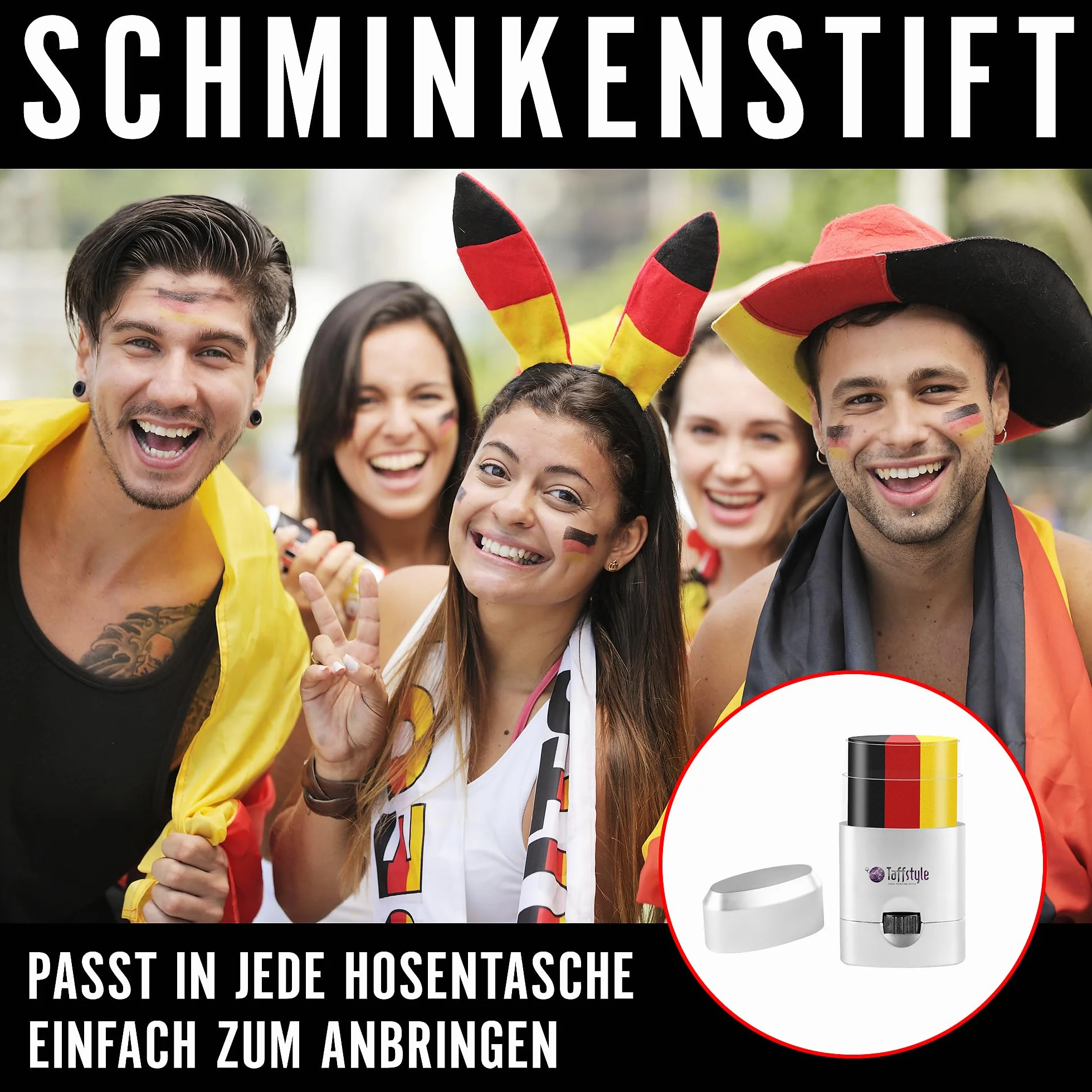 Taffstyle Set de crayons de maquillage pour fan de l'Allemagne