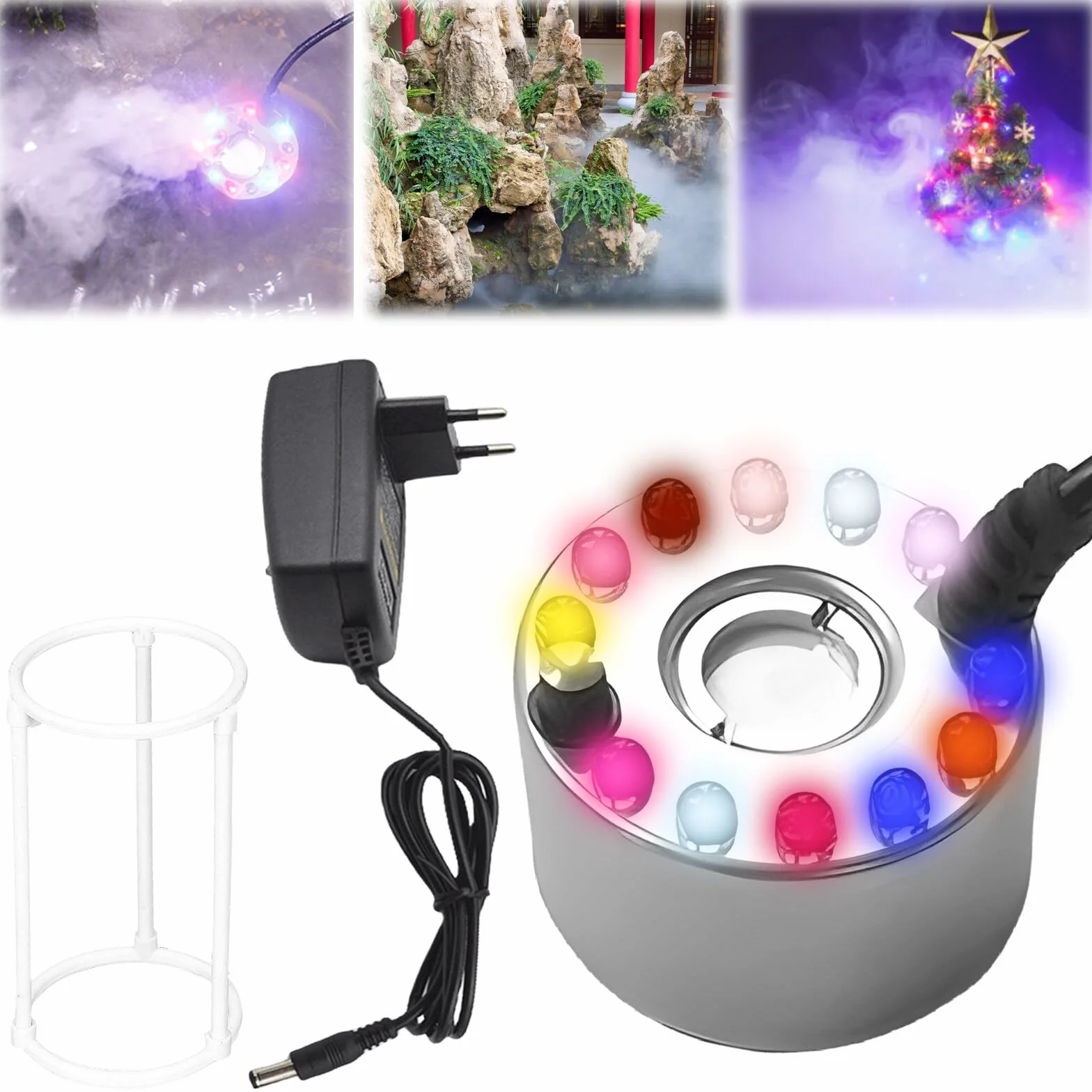 Leikurvo Mini Machine à Brouillard Ultrasonique LED avec Changement de Couleur pour Fontaines