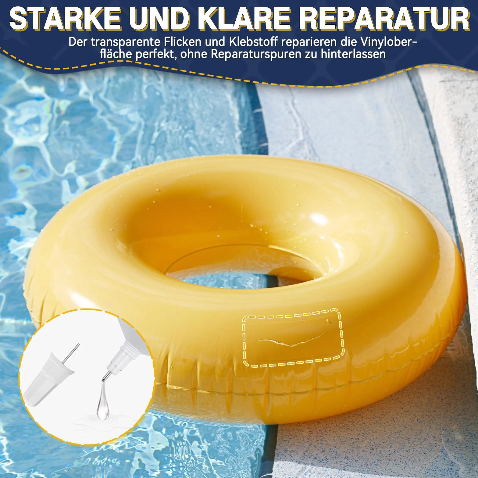 Kit de réparation de piscine étanche - Rustine sous-marine transparente pour matelas gonflable, bateau, PVC, ABS, EVA, caoutchouc