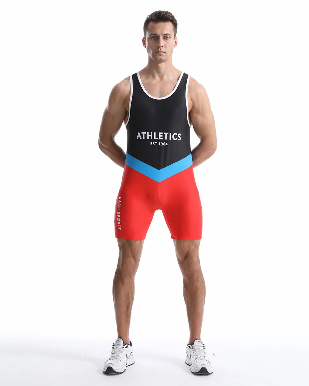 Combinaison de lutte pour homme - Tenue de sport moulante - Sans manches - Pour entraînement de gym, haltérophilie