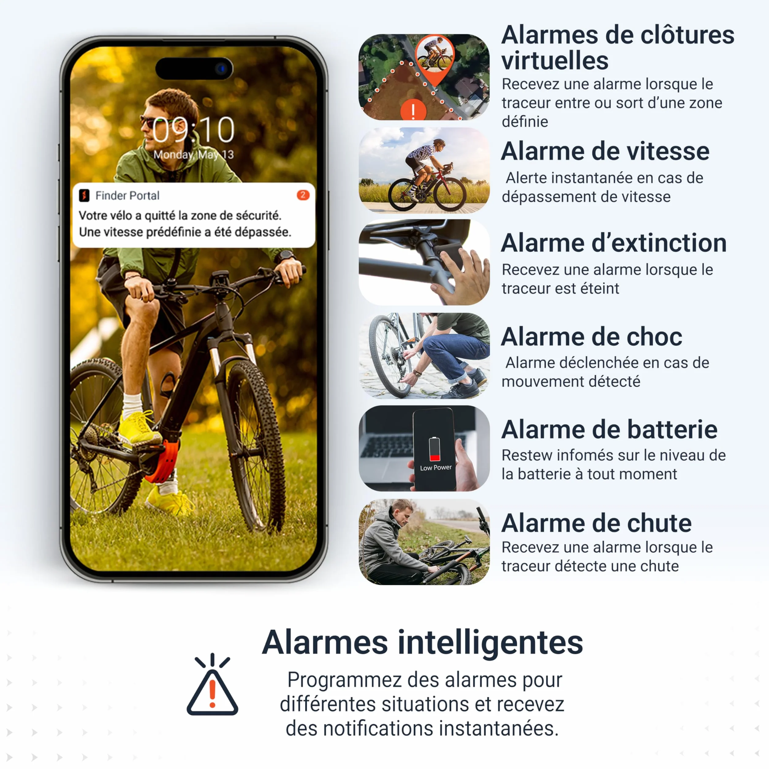 PAJ GPS Tracker pour vélo avec feu arrière - Abonnement Premium 3 Mois Inclus - Suivi 4G en Temps réel avec Alerte de Chute, géorepérage et mémoire des trajets - Jusqu’à 20 Jours d’autonomie