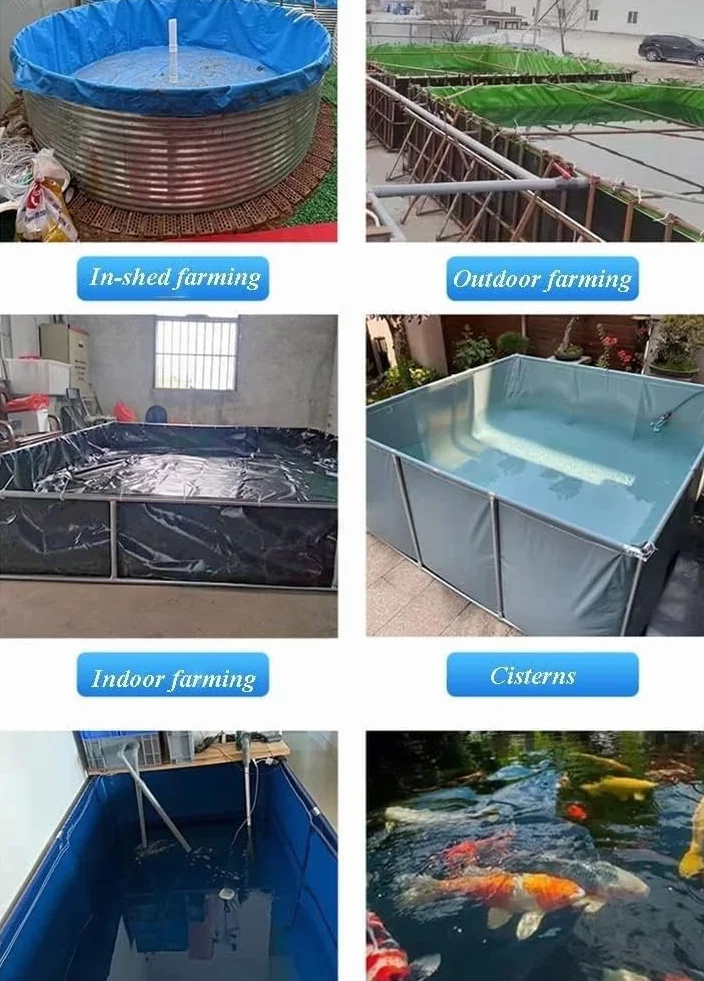 Bassin à poissons en toile avec support, grand réservoir d'eau, tissu résistant aux intempéries