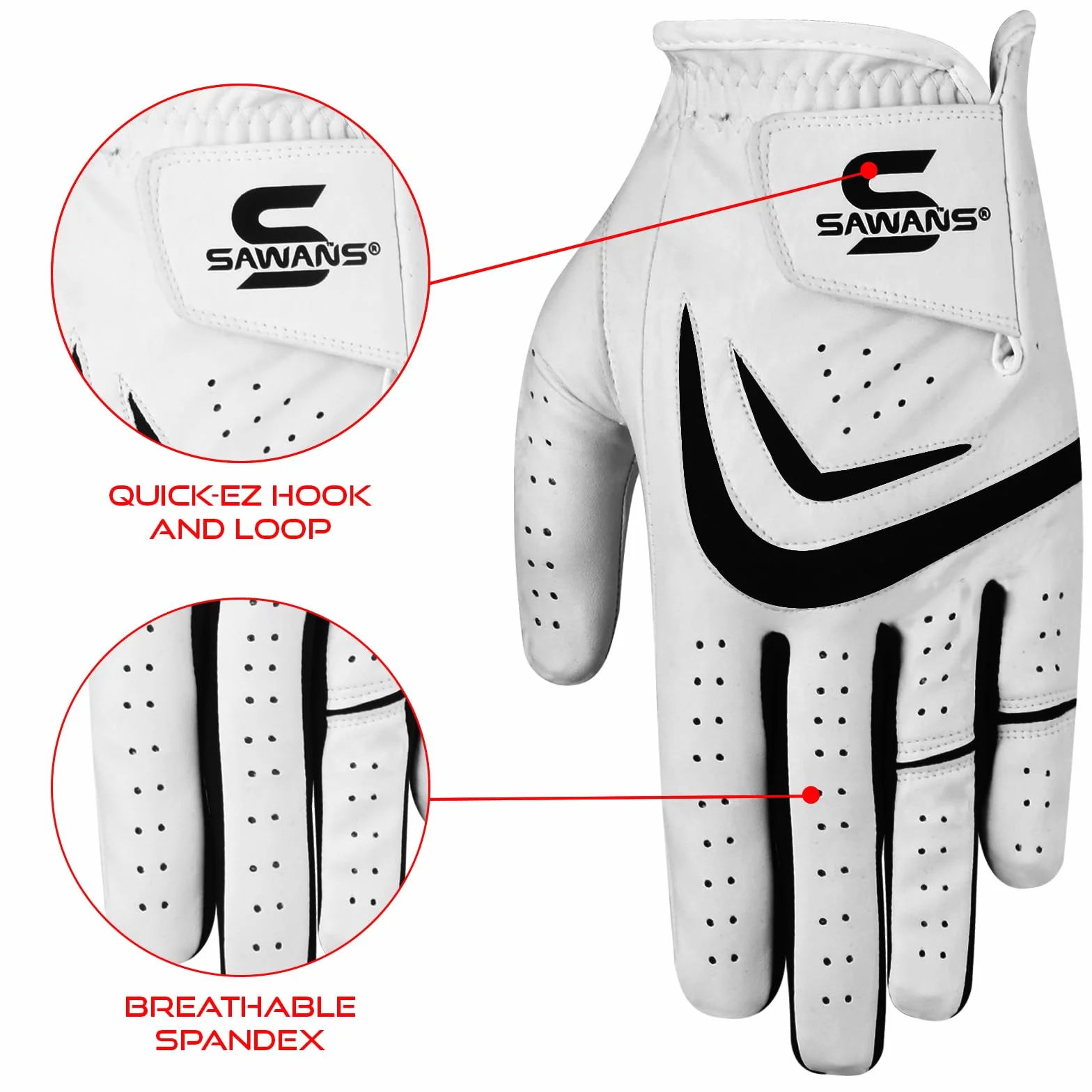 SAWANS Gant de golf homme antidérapant cuir toutes saisons durable confortable flexible performance