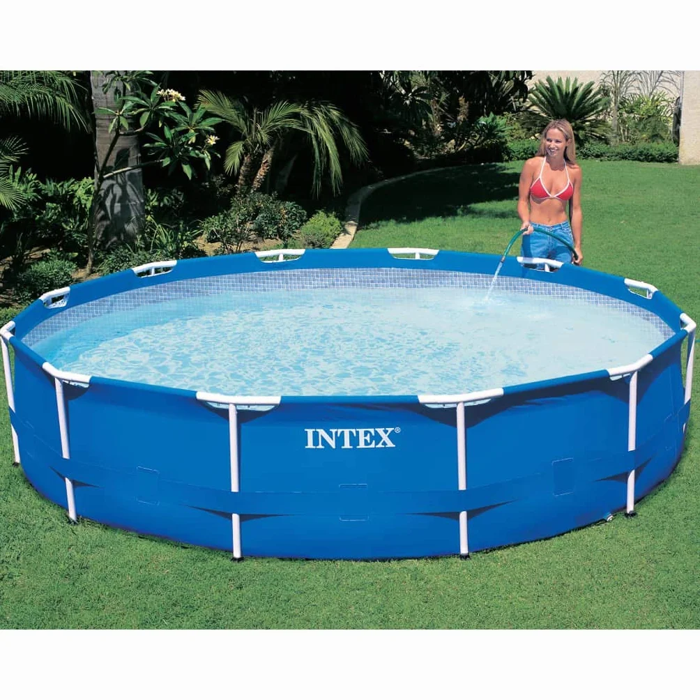 INTEX Piscine à structure métallique 305 x 76 cm bleu avec pompe