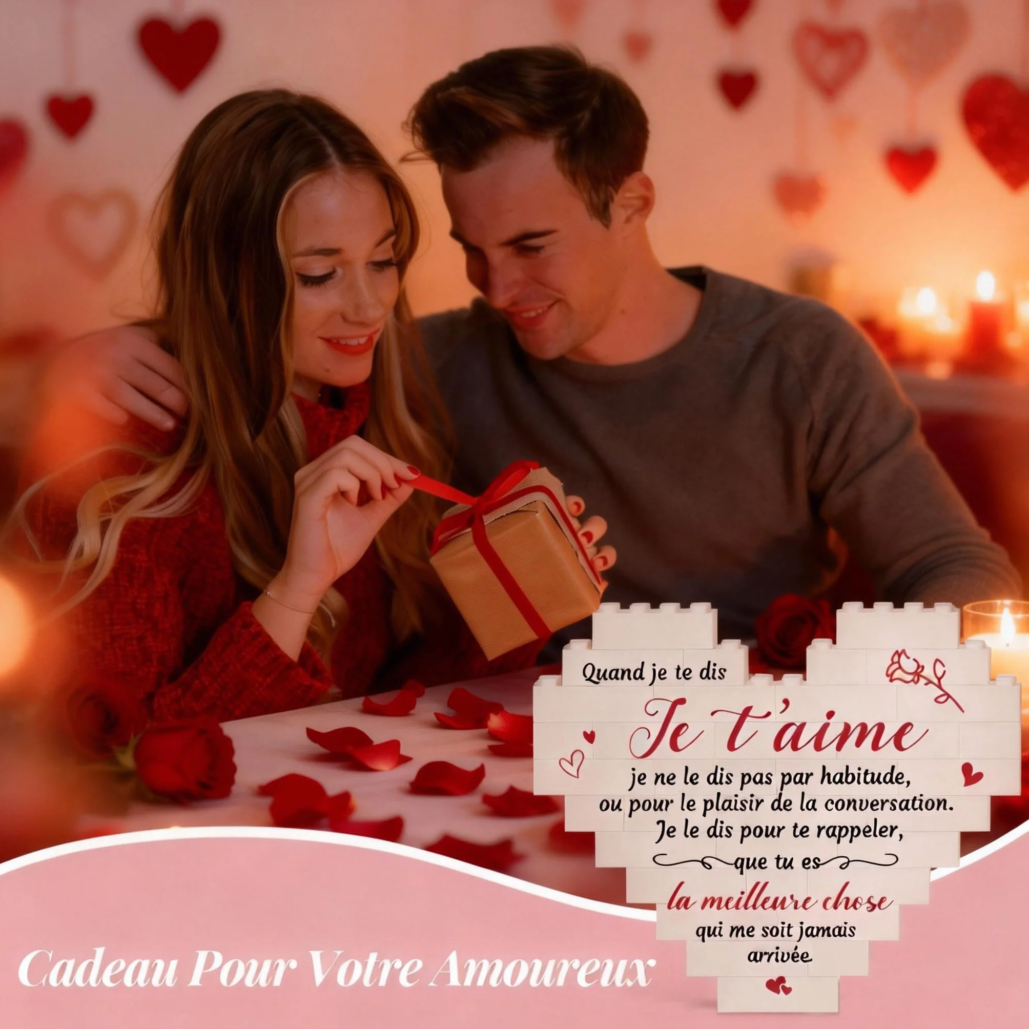 Plaque Cœur Cadeau Amoureux Couple Original Noël Anniversaire Mariage Saint Valentin