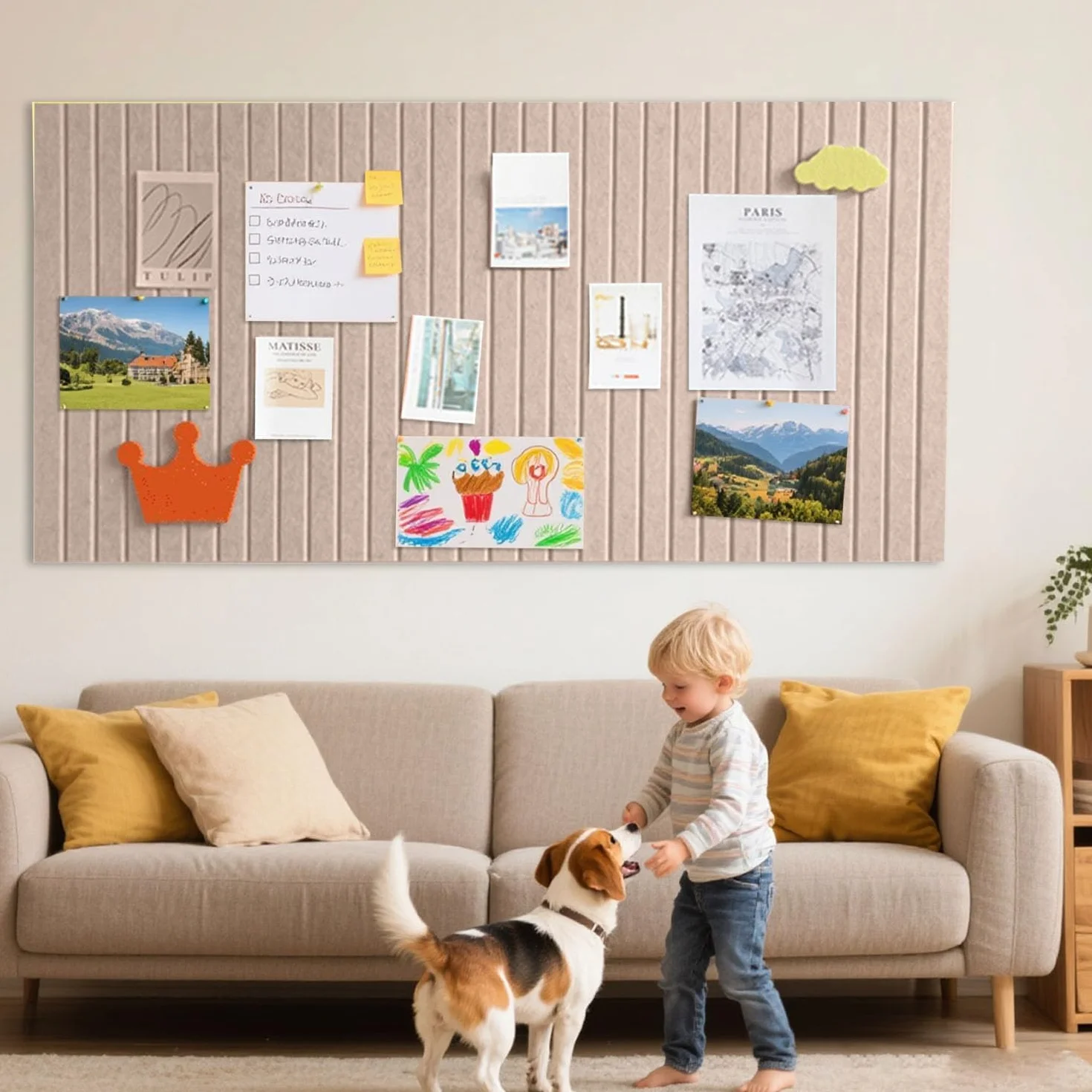 Tableau d'affichage en feutre 90 x 60 cm marron foncé avec punaises