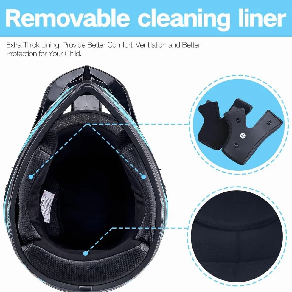 Casque Moto Tout-Terrain Homologué Dot pour Enfants Jeunes BMX MX VTT