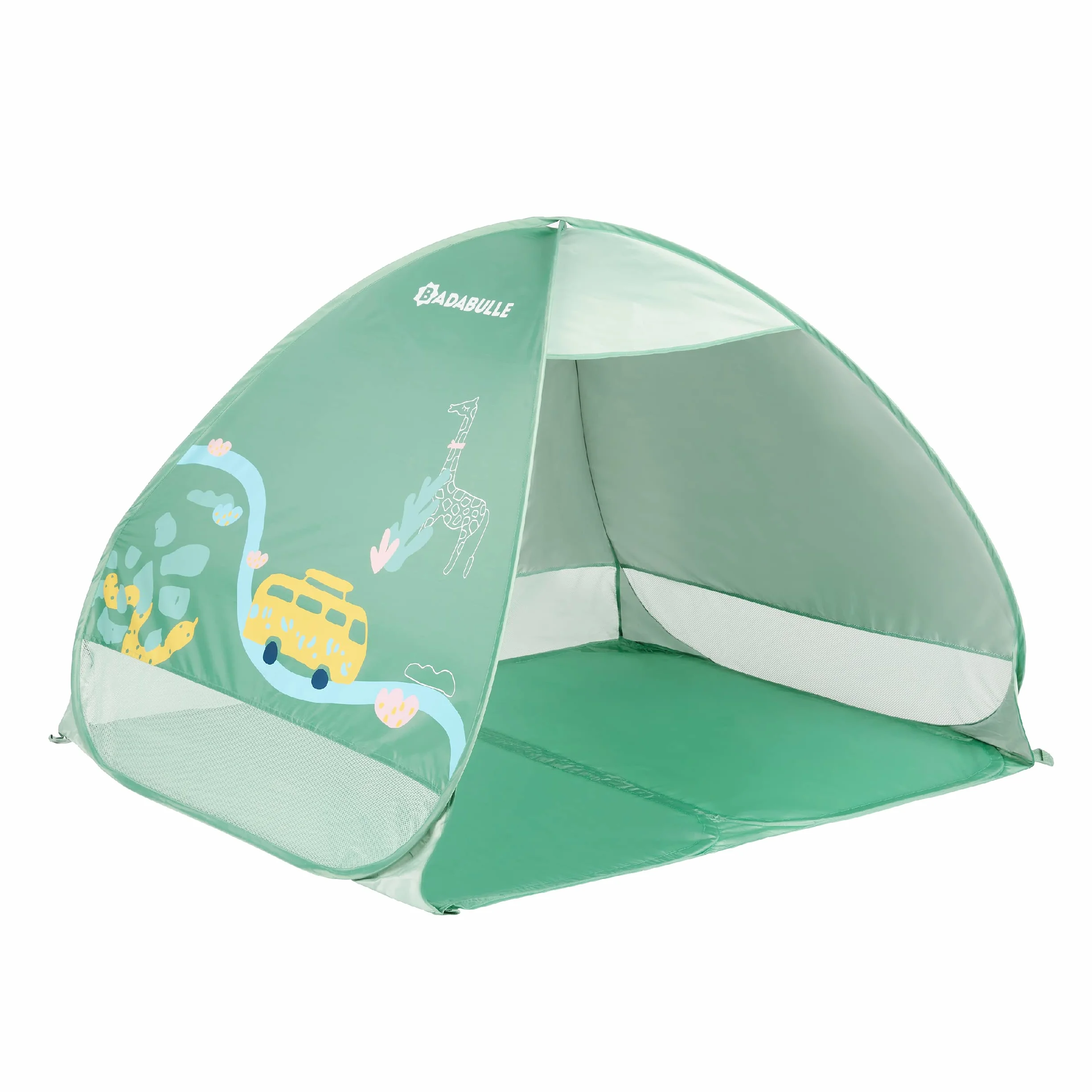 Badabulle Tente Anti-UV Bébé, Grande Tente de Plage, Haute Protection Solaire FPS 50+, Système Pop-Up, Vert