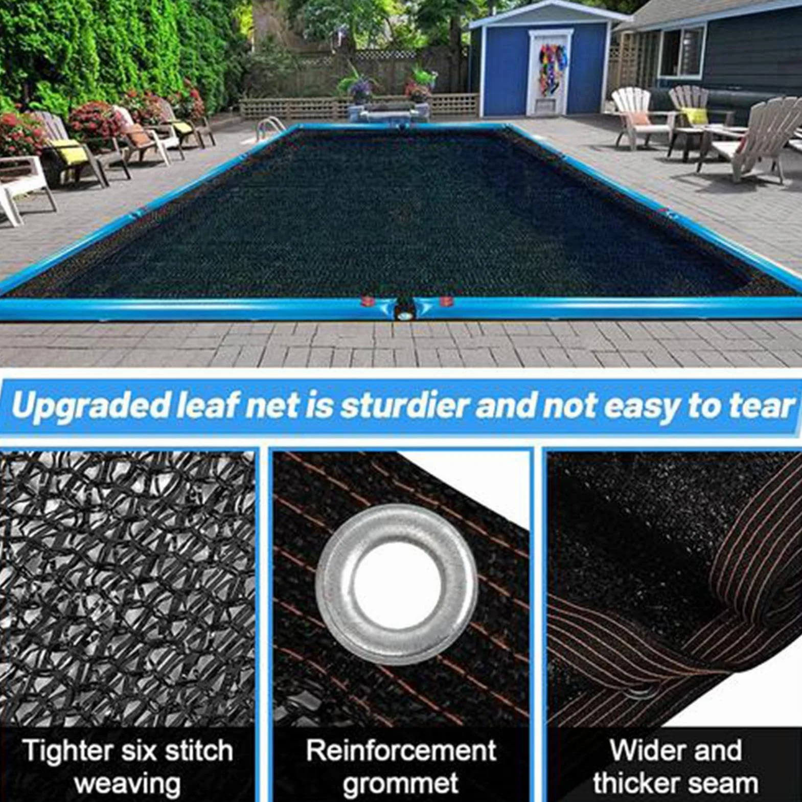 Filet Anti Feuilles pour Piscine, Protection Feuilles, Couverture Filet Piscine Enterrée et Hors Sol