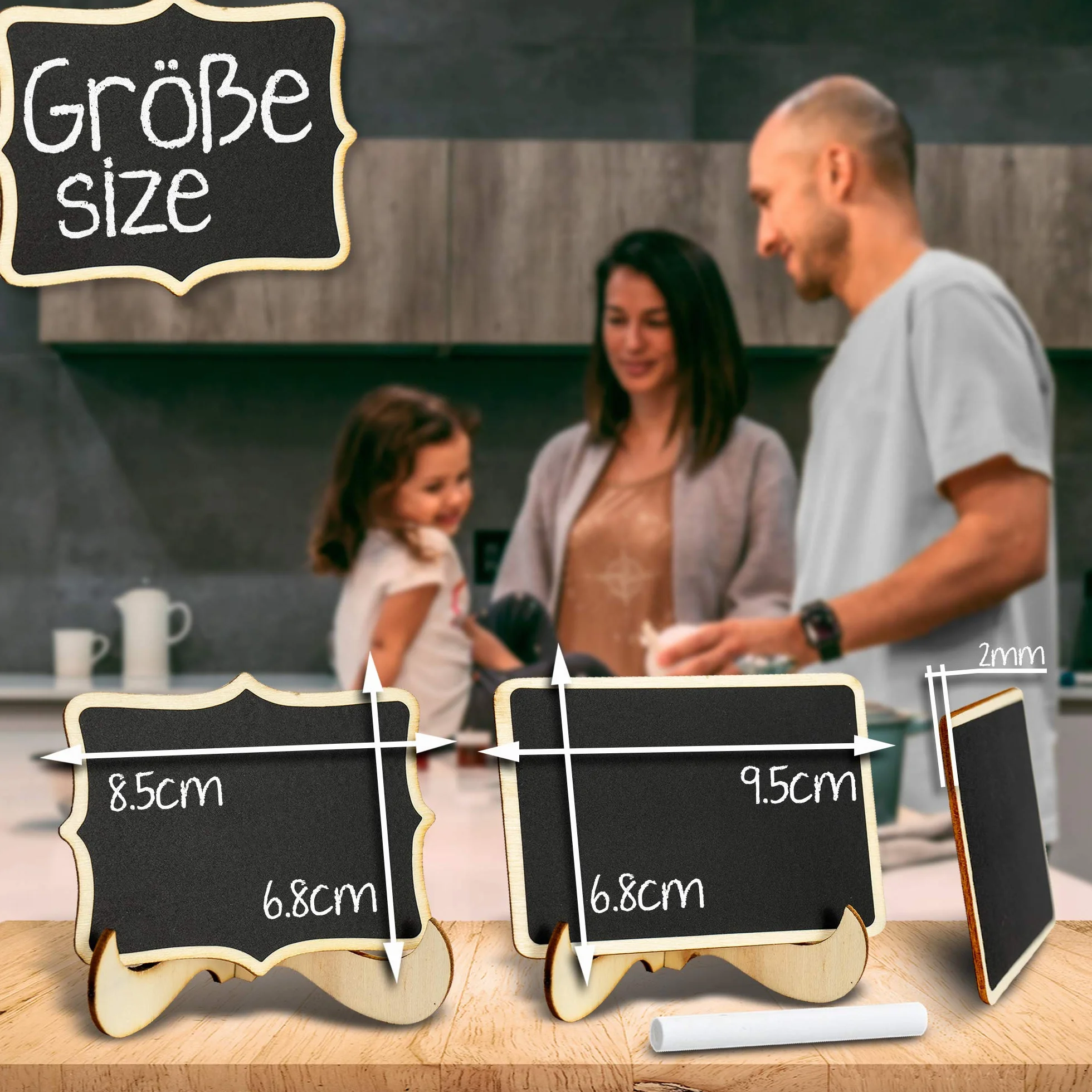 Tritart Mini Tableau Noir en Bois avec Support 22x Ardoises pour Décoration Mariage Buffet