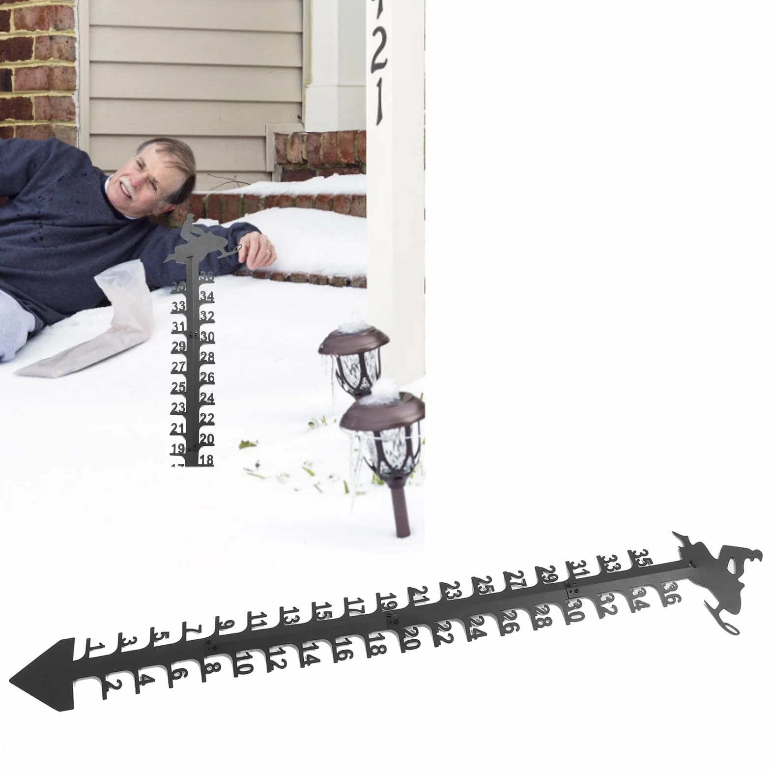 Règle de Neige en Fer pour Mesure de Profondeur, Facile à Installer, Idéale pour Noël