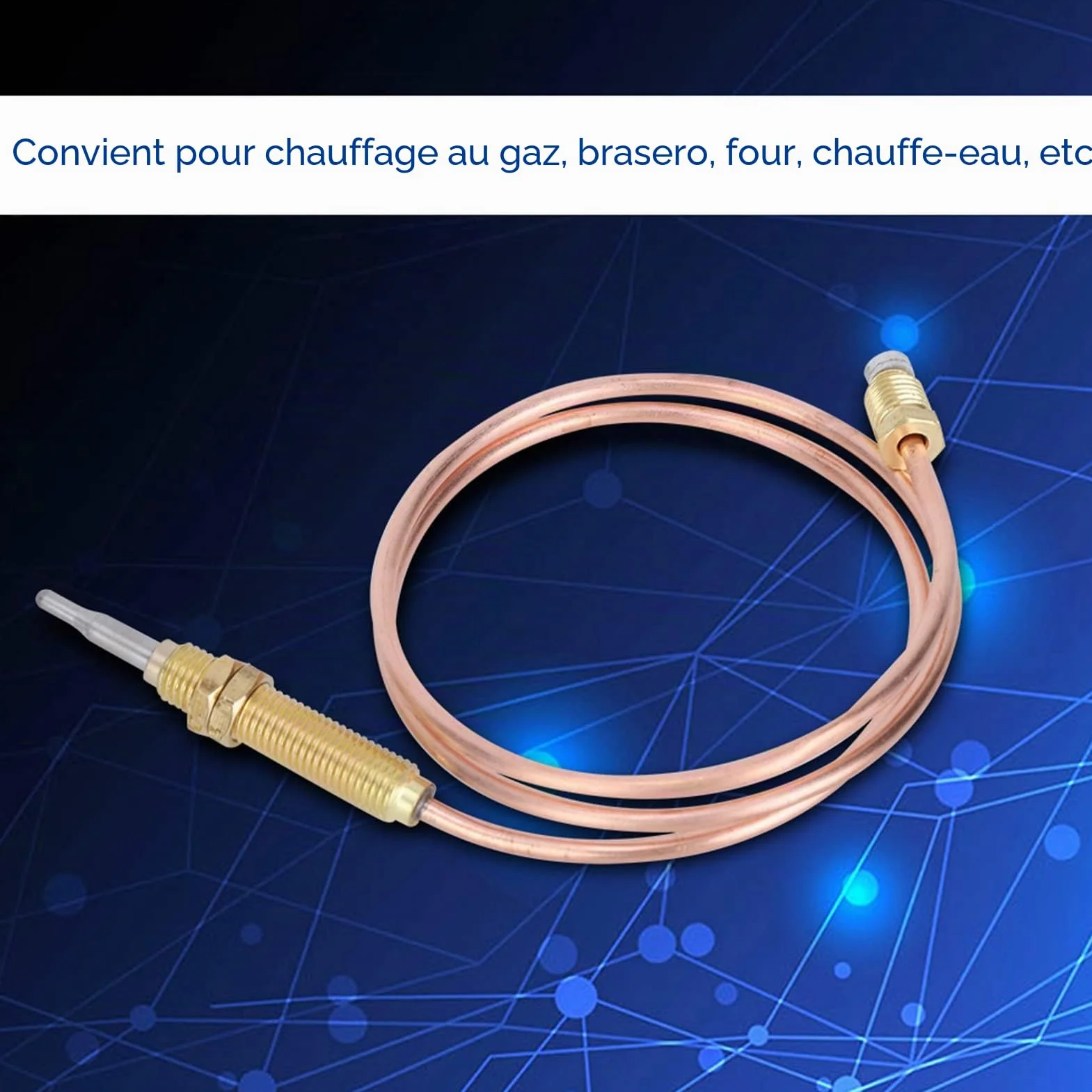 Kit Thermocouple à Gaz Universel M8x1 60cm Métal Filetage