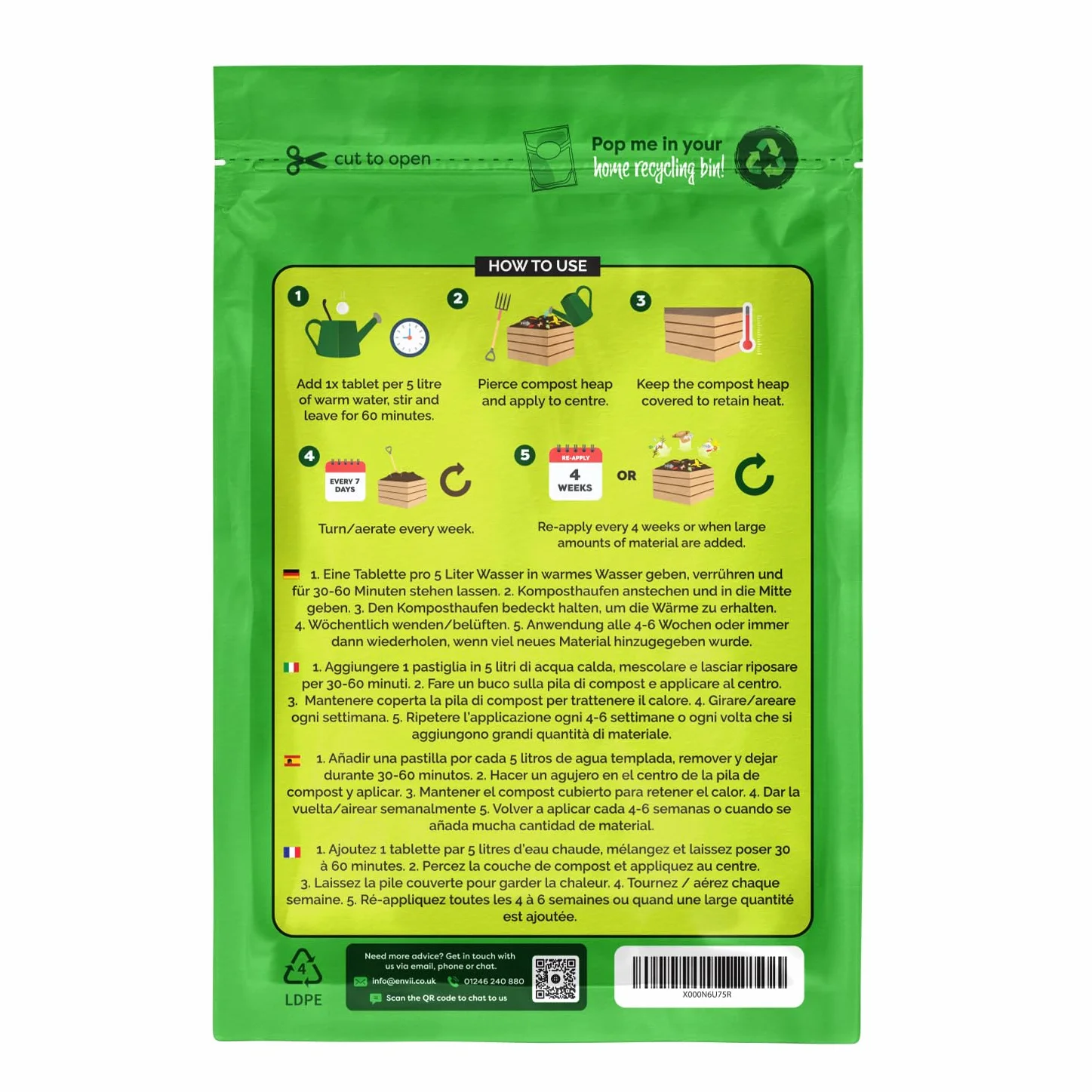 Envii Accélérateur de Compost Bio 12 Comprimés Traitent 1800L