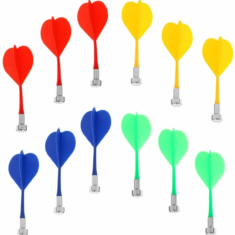 POFET 12pcs fléchettes magnétiques fléchettes de Rechange de sécurité Accessoires de Jeu d'intérieur Cible 4 mélange de Couleurs