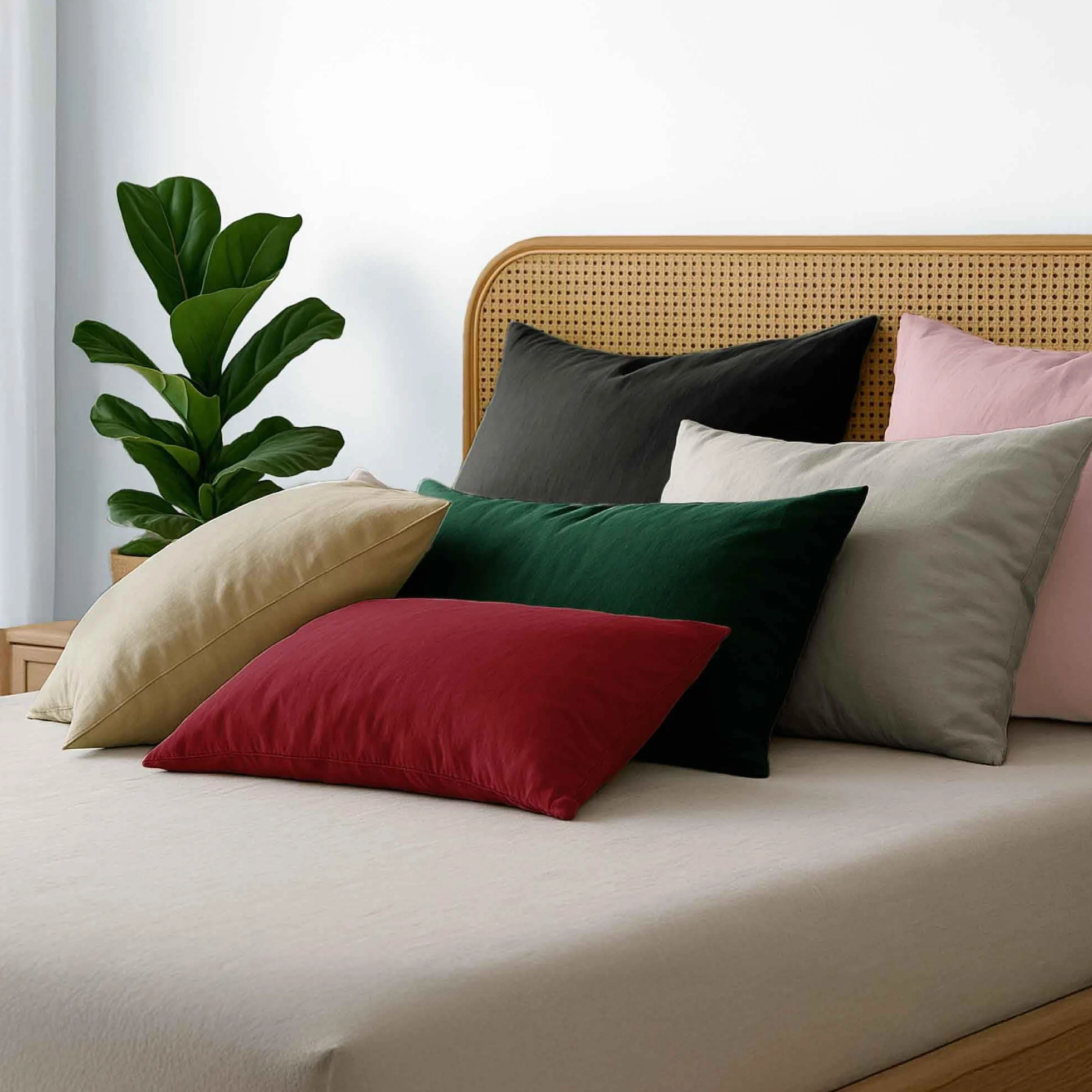 Taie Oreiller 50x70 Coton Renforcé Set de 2 Blanc 57 Fils/cm² Certifié Oeko Tex