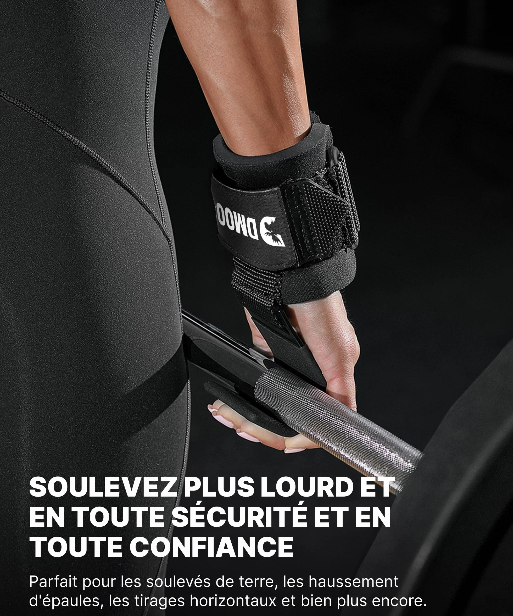 DMoose Crochets De Musculation Paire Sangles Poignet Robustes Pour Soulevés De Terre Tractions