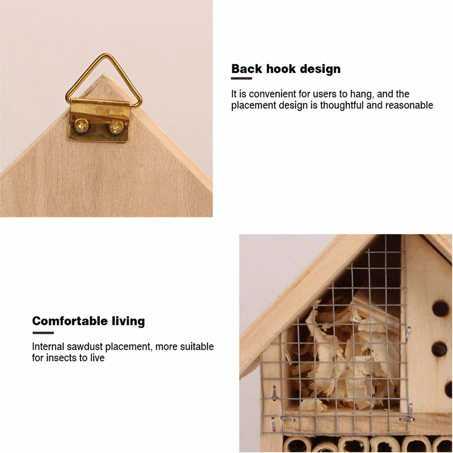 Pekoluta Maison d'insectes en Bois Hôtel pour Papillons Abeilles Coccinelles Habitat Suspendu Extérieur