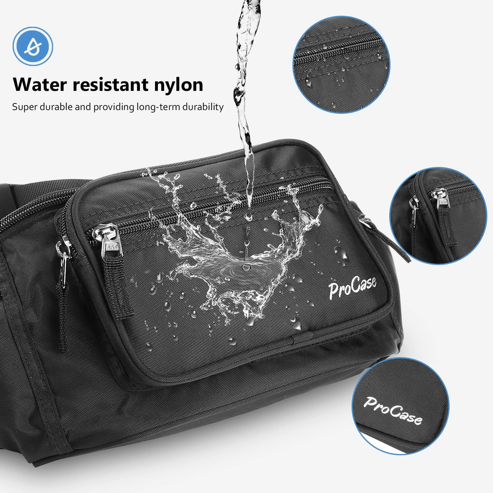 ProCase Sac Banana/Sacoche de Ceinture Homme Femme, Fanny Pack Waist Pack Léger Ville de Sécurité pour Voyage, Sac à Taille pour Randonnée Outdoor Sport