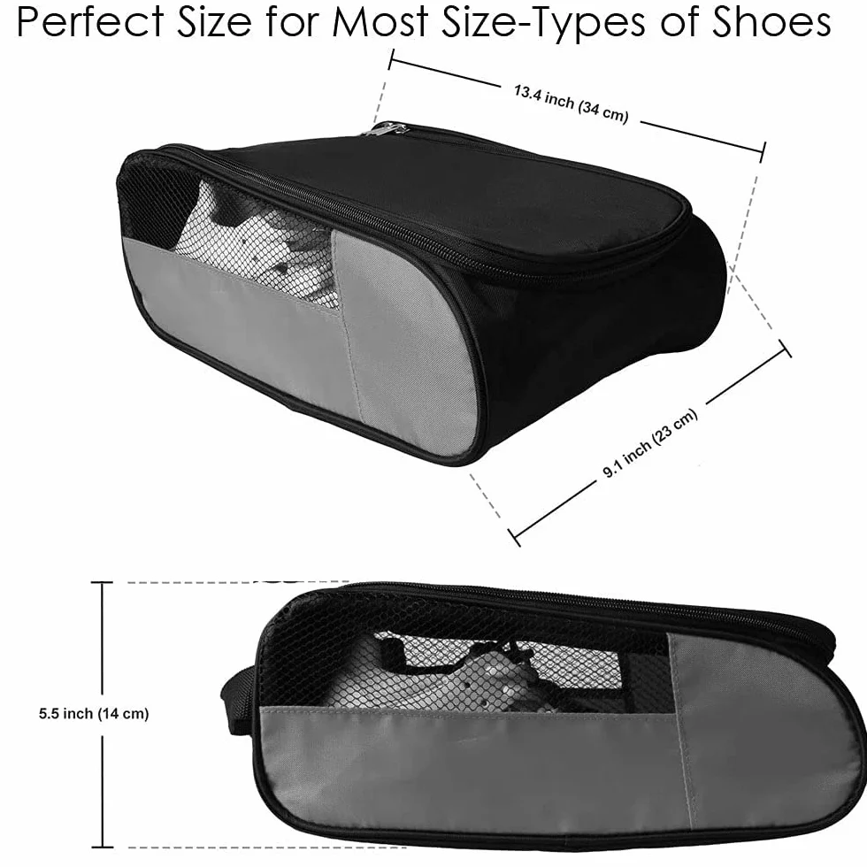 Sac à Chaussures de Golf Homme Femme, Sac de Transport à Fermeture éclair avec Ventilation, Voyage Rouge et Noir