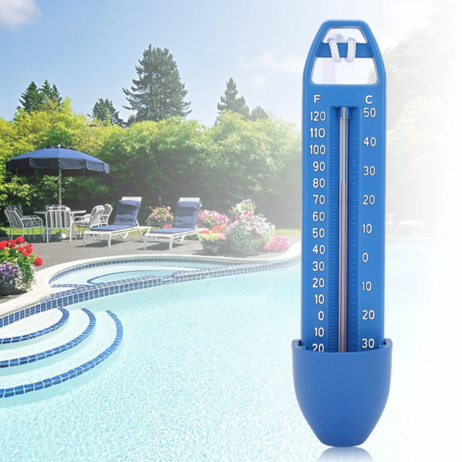 Thermomètre de Piscine Flottant étanche, Large Plage de Test pour Piscine, Sauna, Sources Chaudes