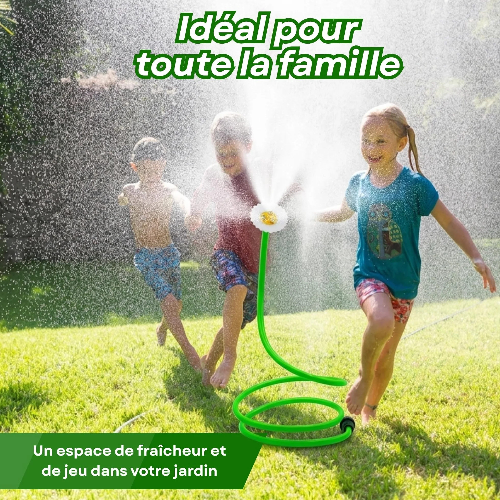 O’FRESH Brumisateur Terrasse Extérieur Marguerite Tête Brumisation 3 Buses Ultra Fines 2 mètres Rafraîchissement Jardin Conçu France