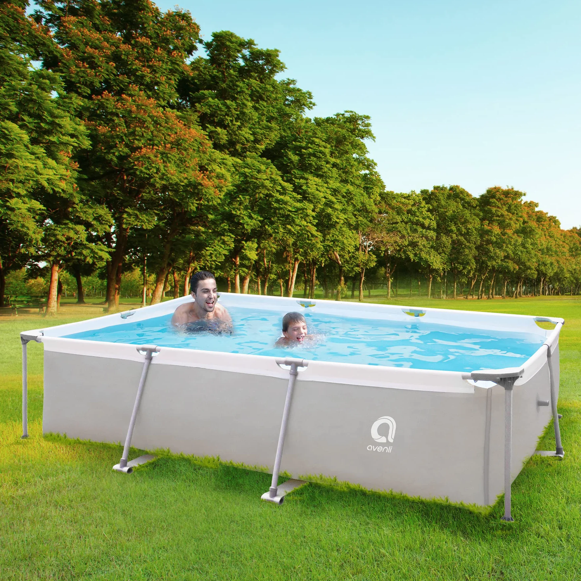 Avenli Piscine Rectangulaire avec Structure Gris
